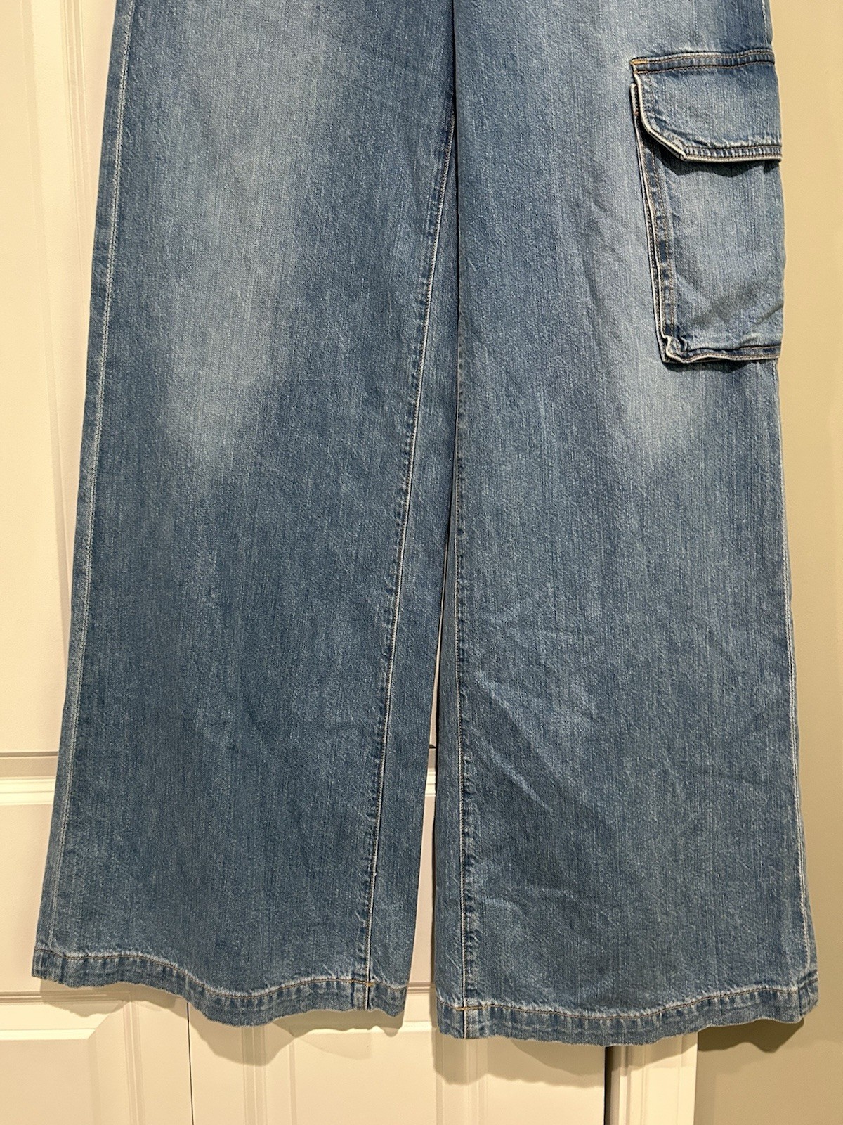Veronica Beard Jeans Belisa Wide Leg High Rise Cargo Pants Size 27