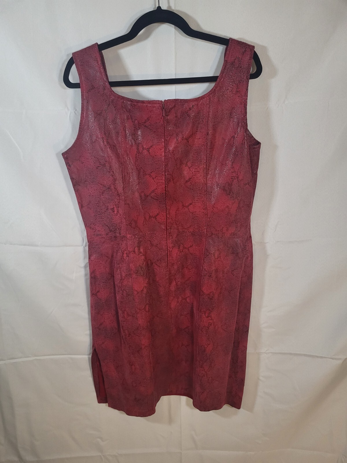 VIntage 80s Red Leather & Satin Snakeskin Dress By A.M.I Womens L