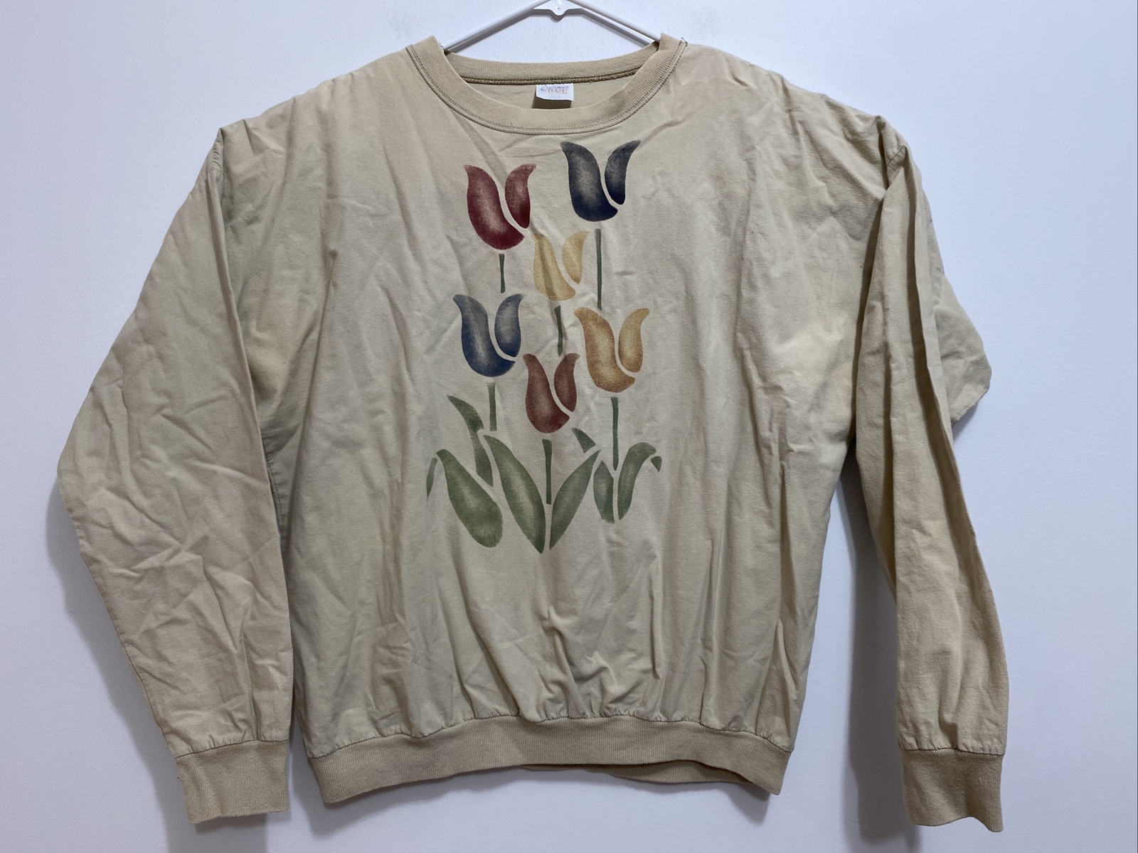 Vintage 80s 90s Quitman USA Long Sleeve Cotton T-Shirt XLarge ladies roses