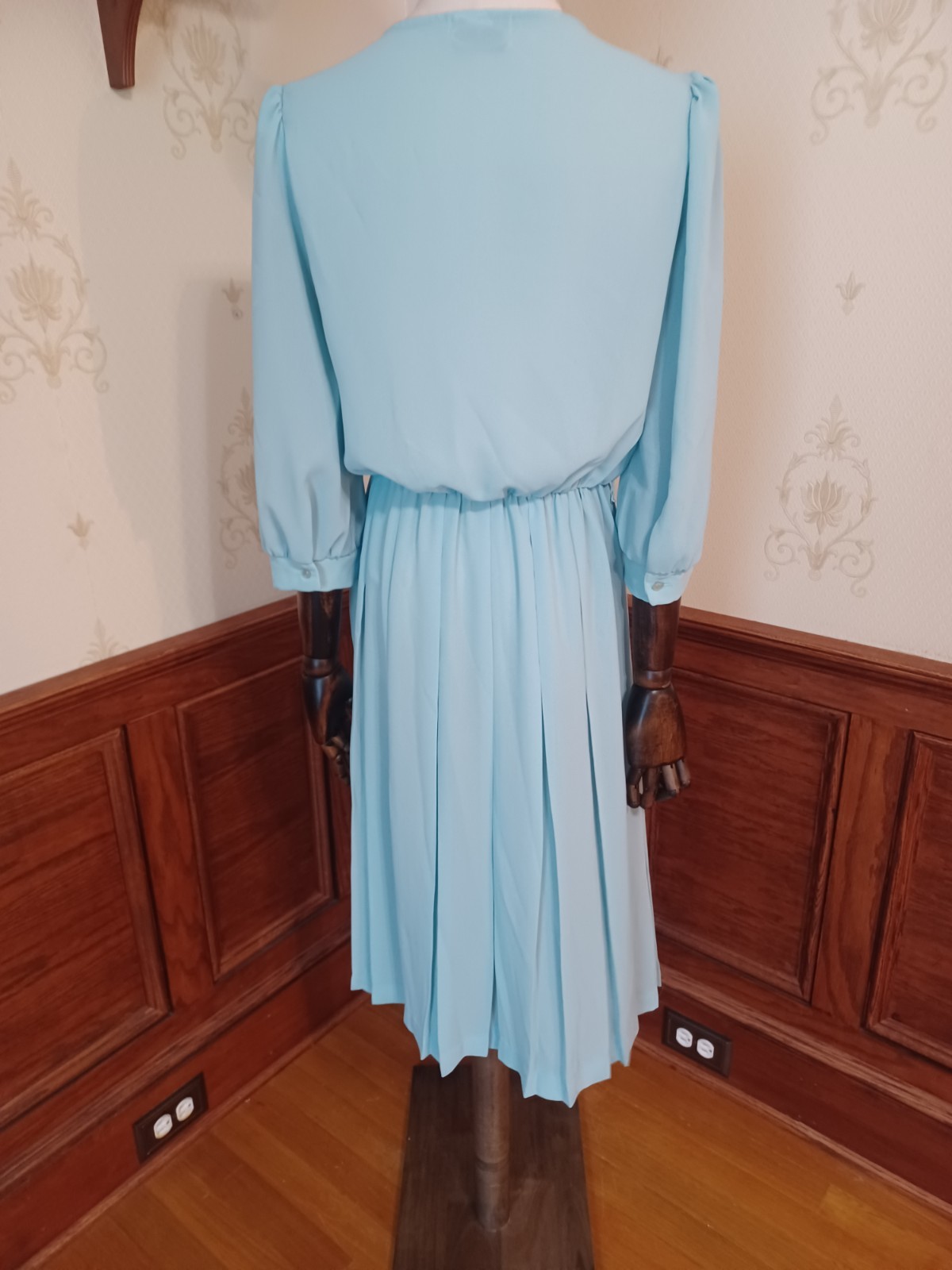 Vintage 1980s Sheer Pastel Aqua Bobby’s Girl Romantic Coquette Dress