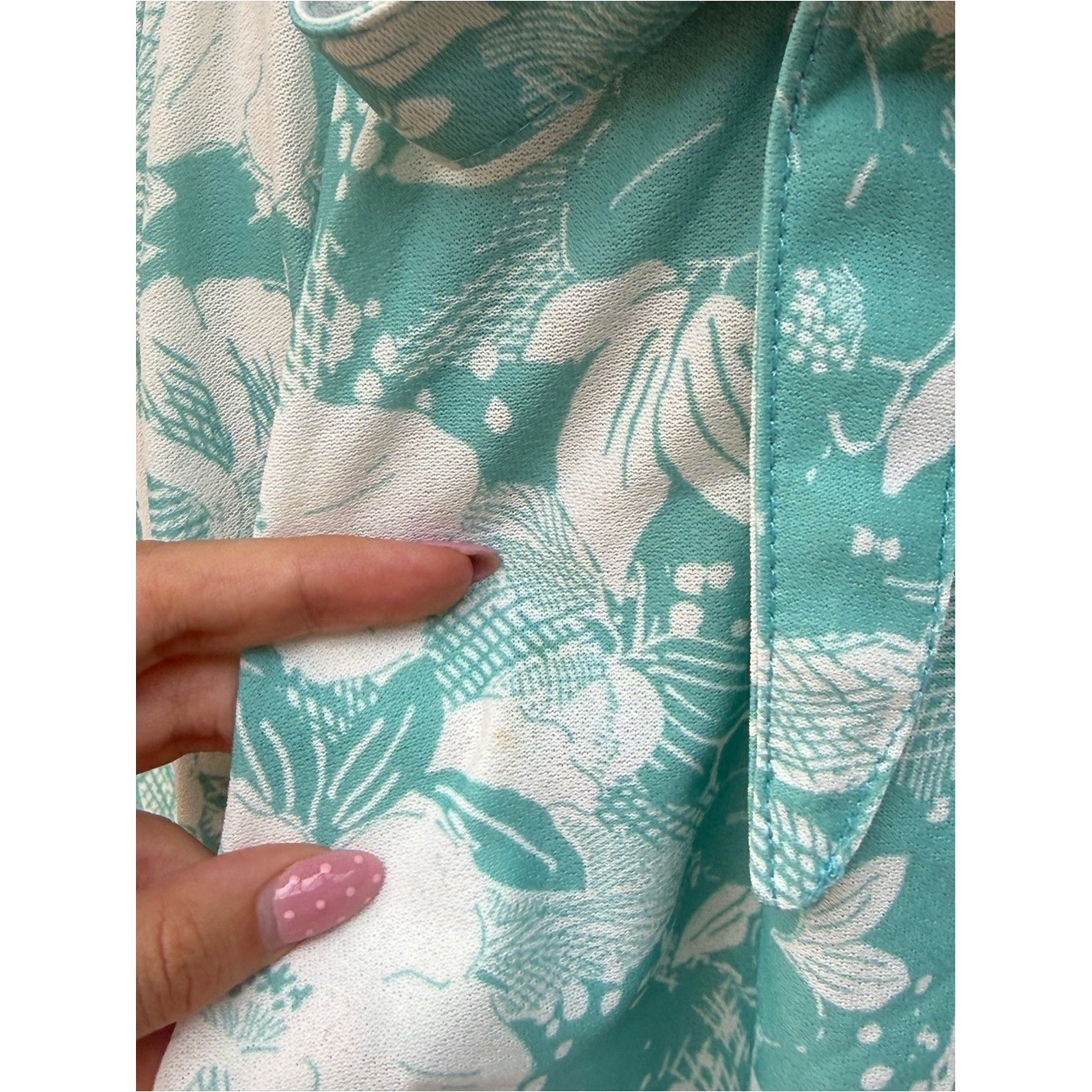1960 California Looks floral tropical turquoise blue white shirt dress