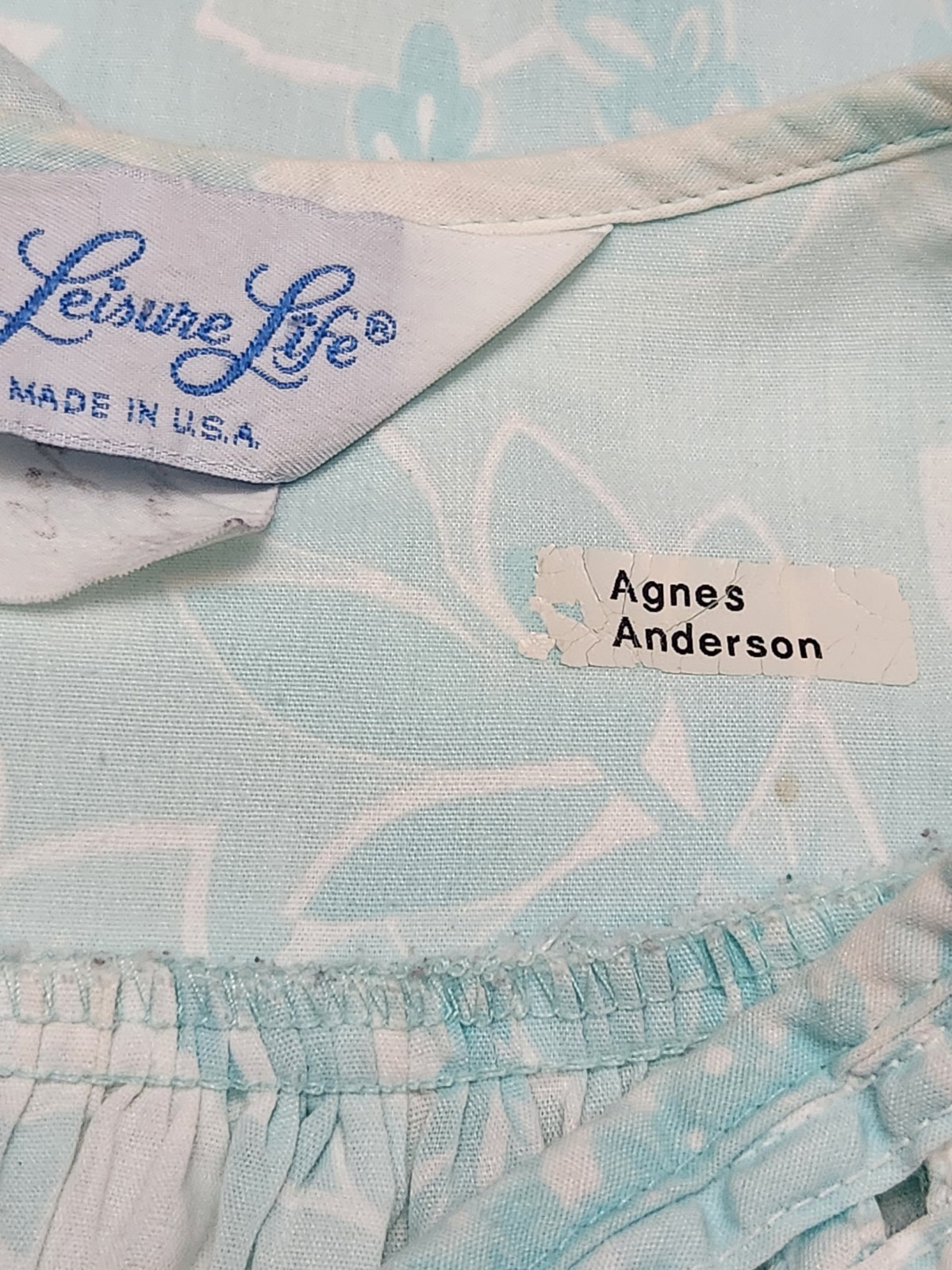 Leisure Life Housecoat Robe Womens Blue Floral Snap Front 70s Granny Vintage