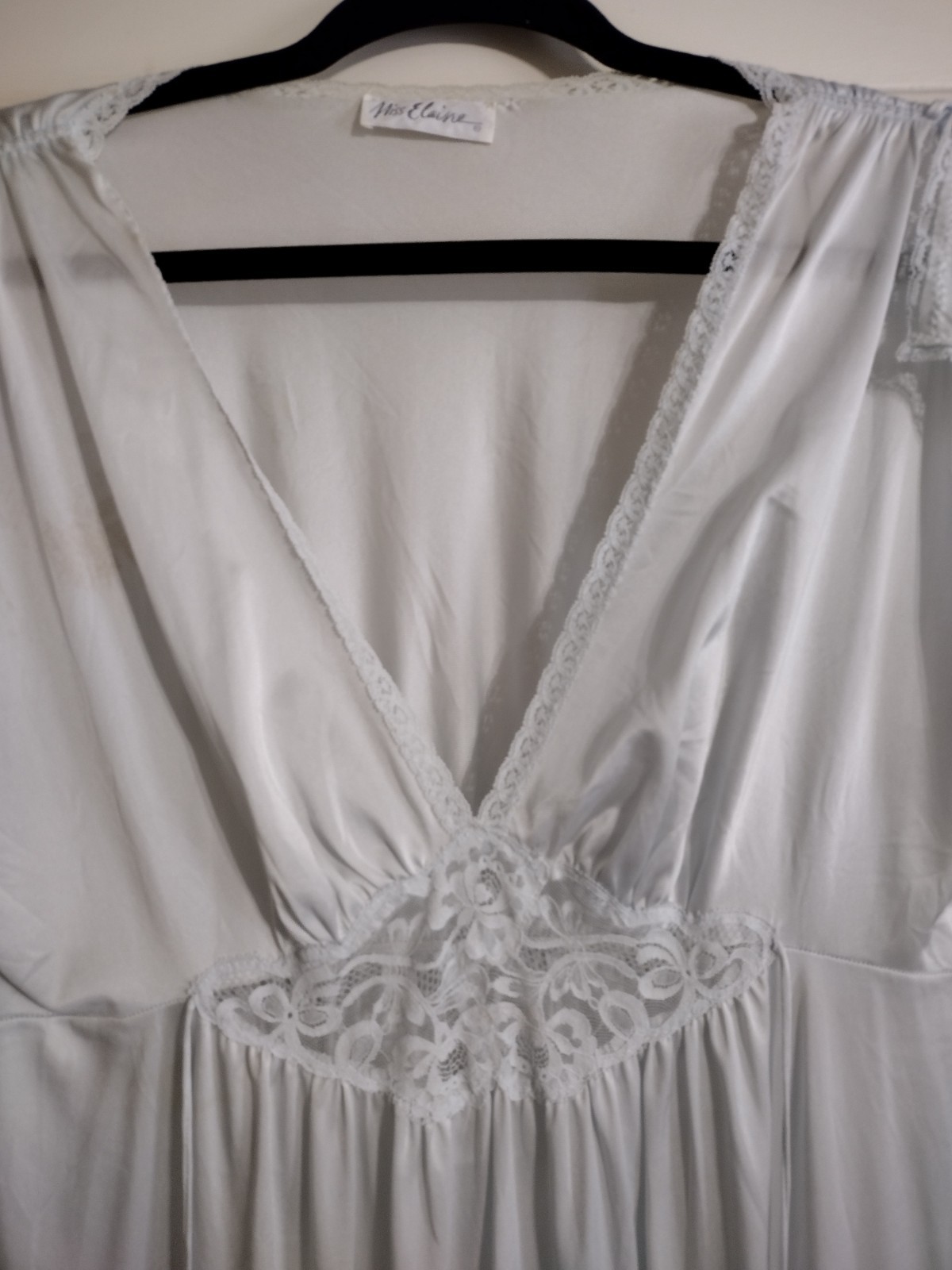 Miss Elaine Baby Blue Nylon XL Nightgown Vintage Classic Feminine Butter Soft