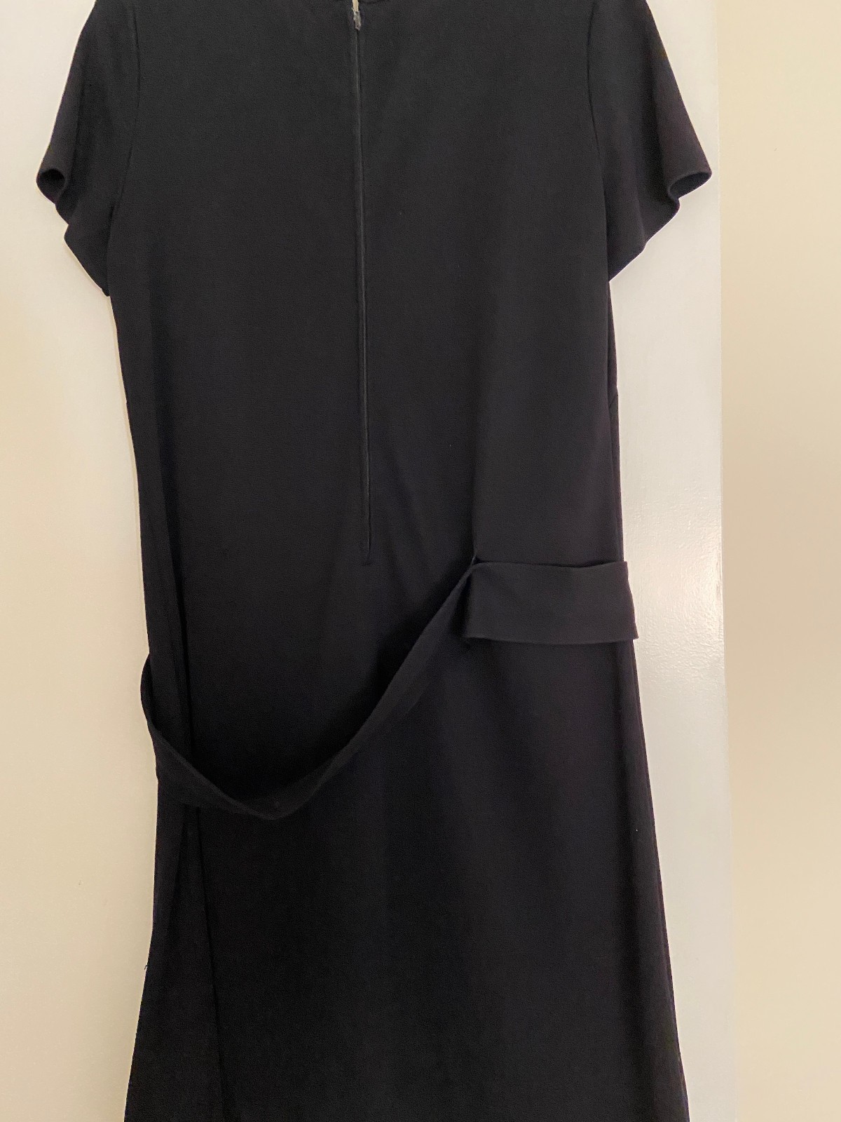 60s VTG Mod Dark Navy Sheath Dress Mid Century Mad Men Shift Metal Zip M/L