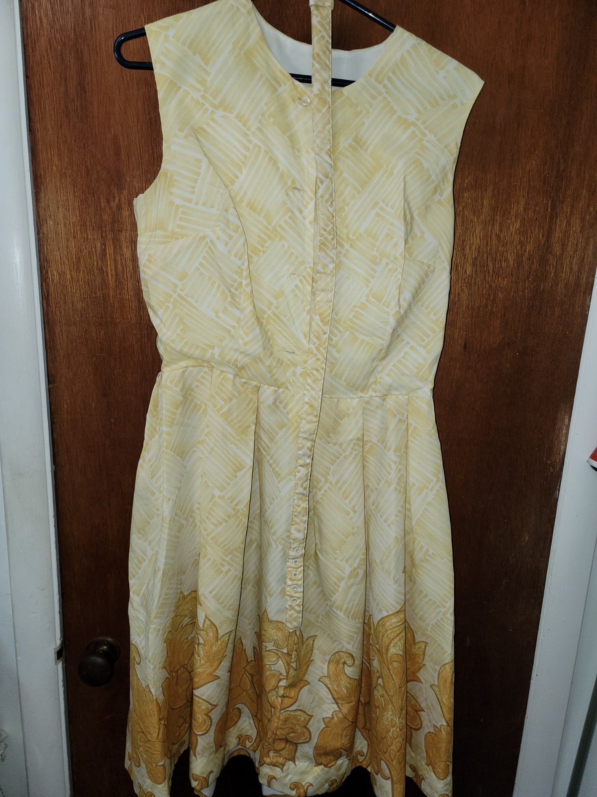 1950s Yellow And Gold Colored Dress Size M
