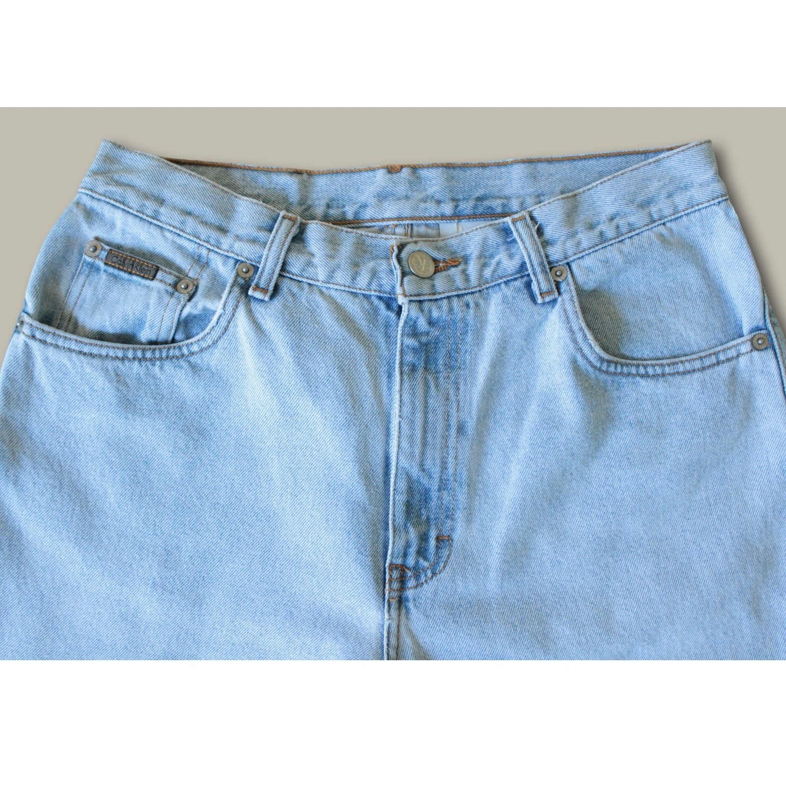 Calvin Klein Vintage High Rise Straight Leg Jeans Size 12 Light Blue Enzyme Wash