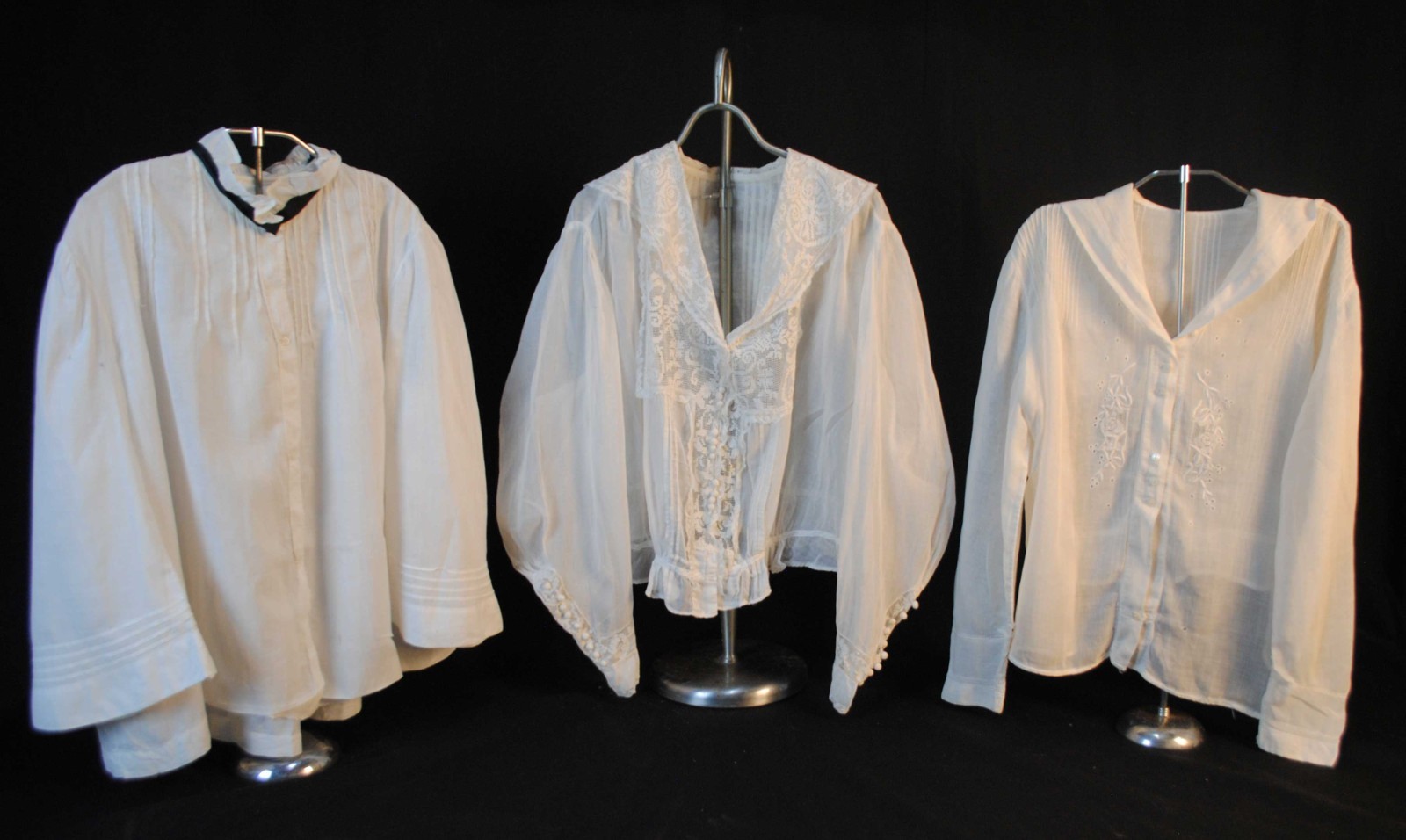 THREE COTTON WOMENS FANCY BLOUSES, 1890 to 1900s
