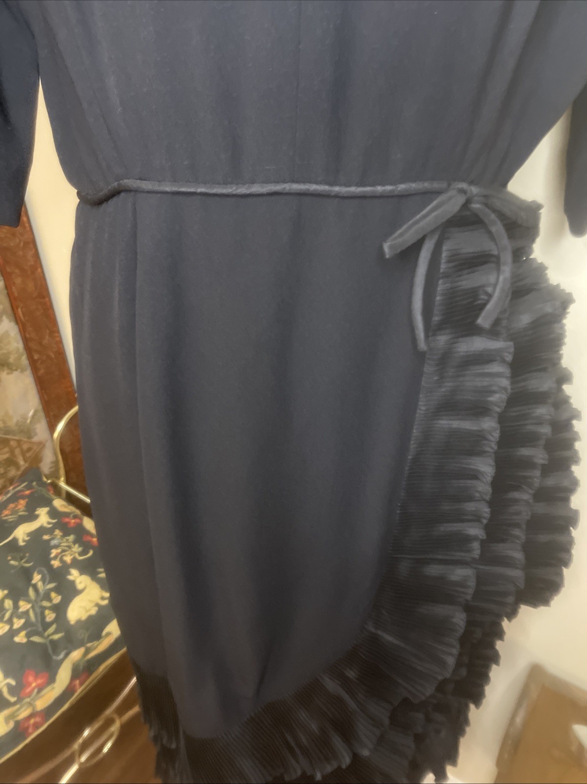 Vintage The Crescent Spokane Black Ruffle Cocktail Dress ILGWU Union Made
