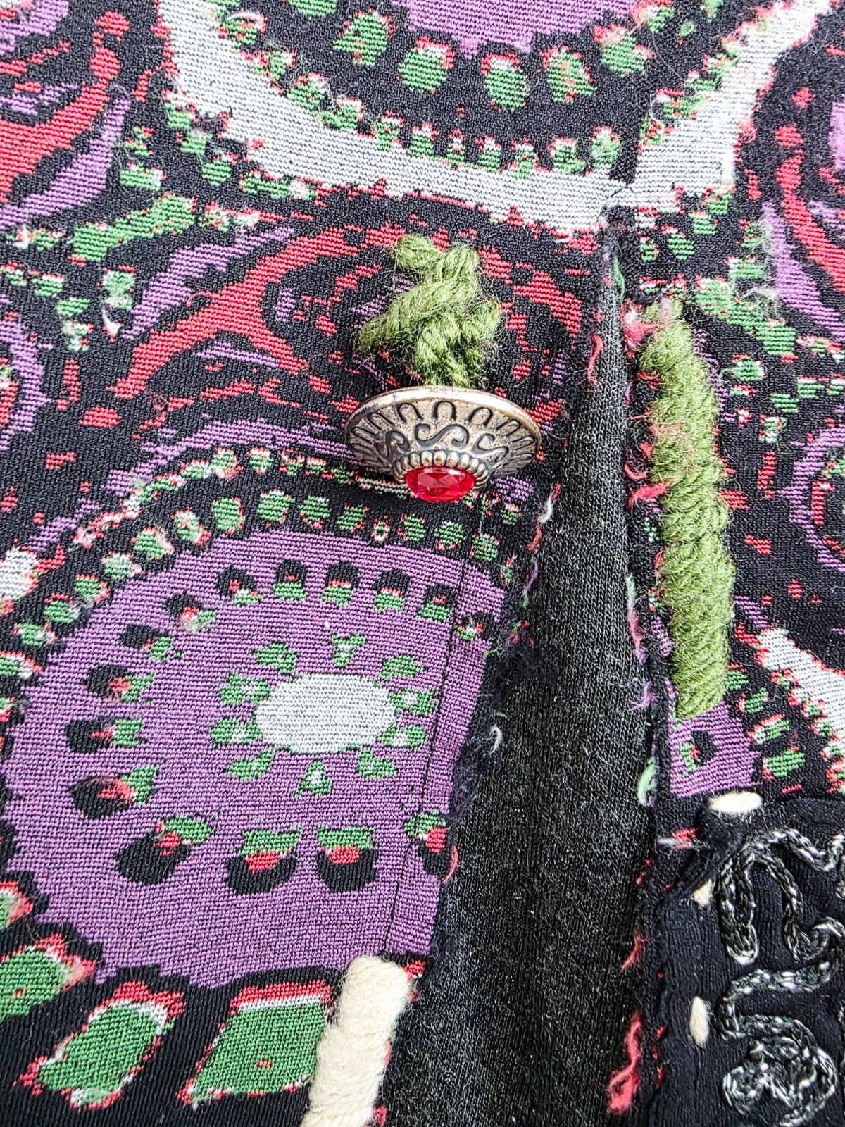 Vintage 2000s Desigual Cardigan, Colorful Patchwork Knit Jacket, Y2K Long Tunic