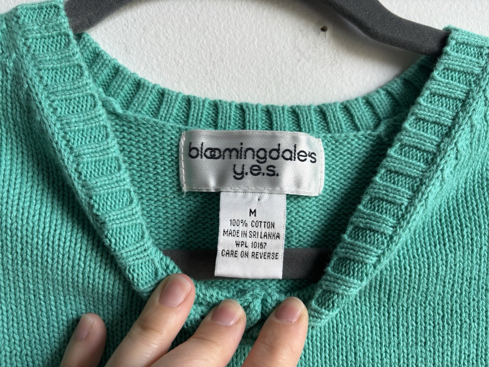 Vintage Bloomingdales y.e.s. 100% Cotton Teal Turquoise Sweater Vest Sleeveless