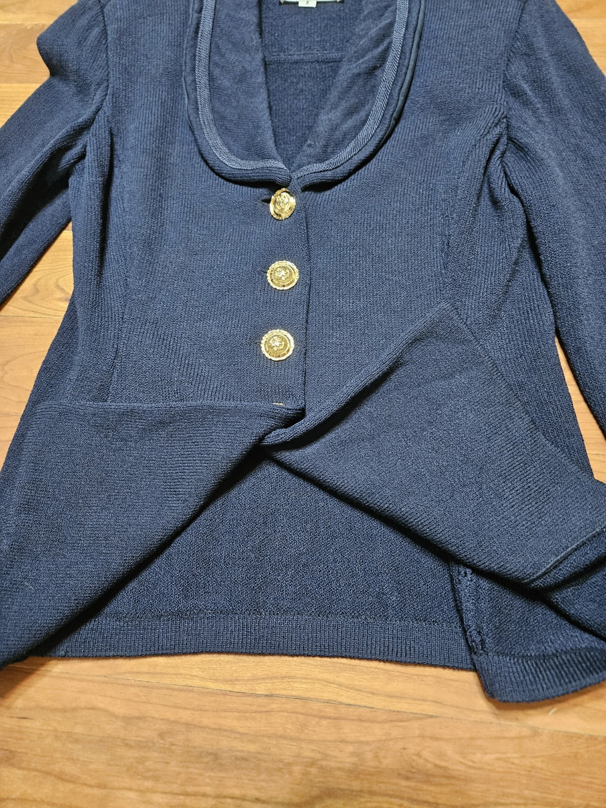 Vintage St. John Collection By Marie Gray Navy Blue Santana Knit Blazer Size 6