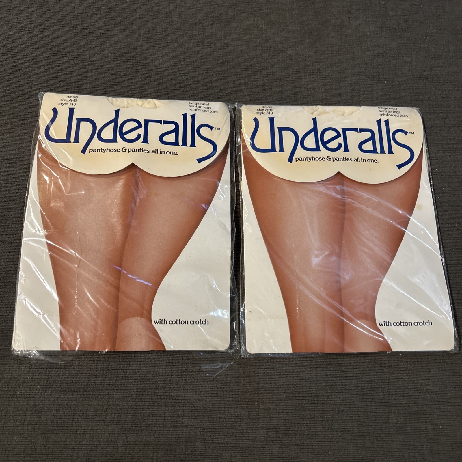 Vintage Underalls Pantyhose Size A-B Beige/suntan 1976 Style 310 NEW Lot Of 2