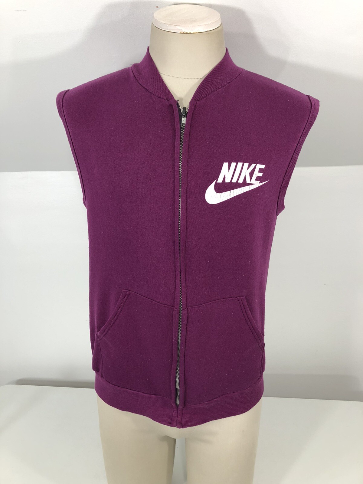 Vintage NIKE Adult S/M Full Zip Sweatshirt Vest Shirt Top Active Retro 70s 80s