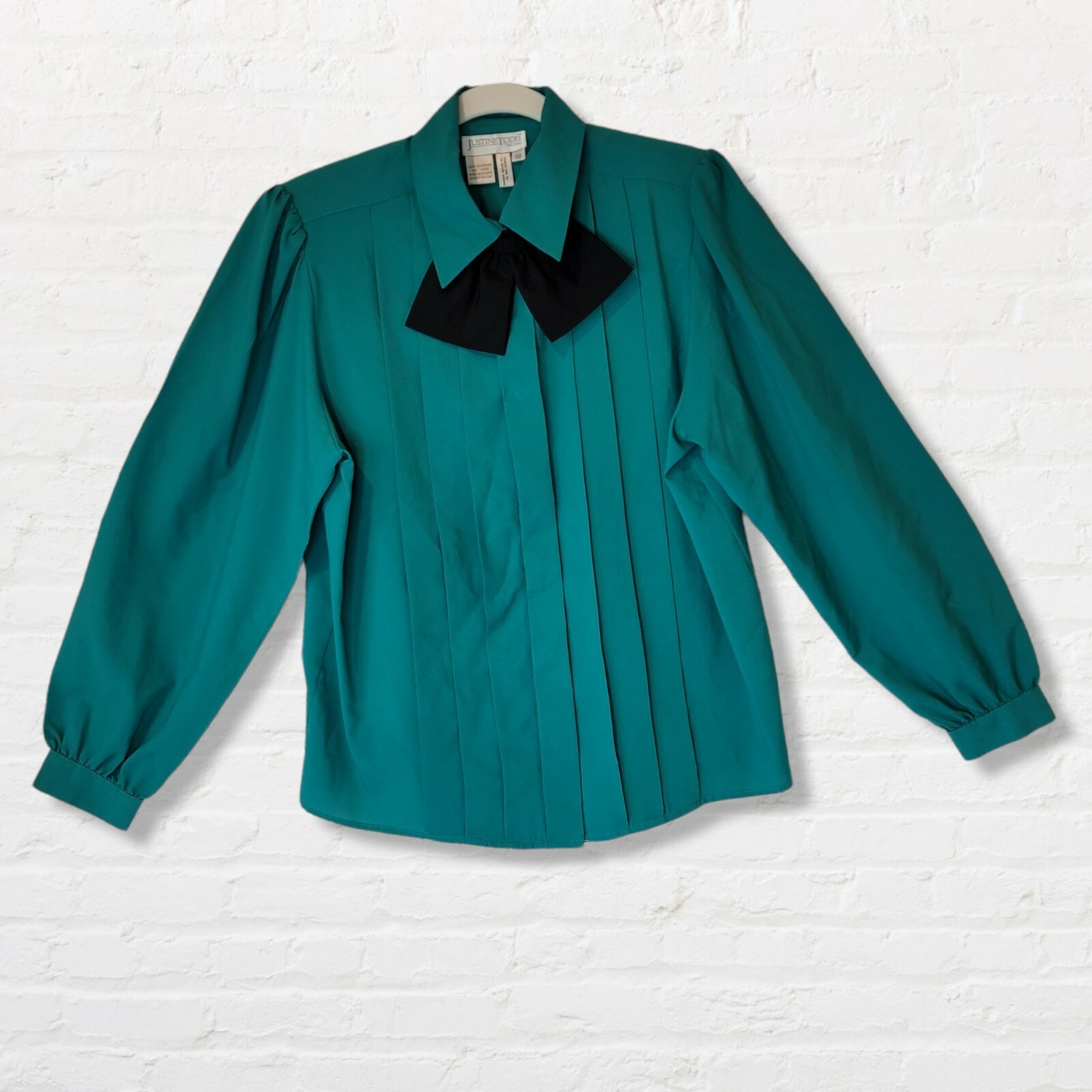 Vintage Justine Todd Tuxedo Blouse Green Size 12