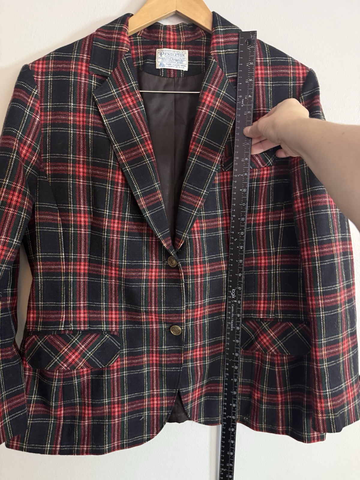 Pendleton Vintage Women’s Large Blazer Plaid 80s Red Green Classic Wool Jacket