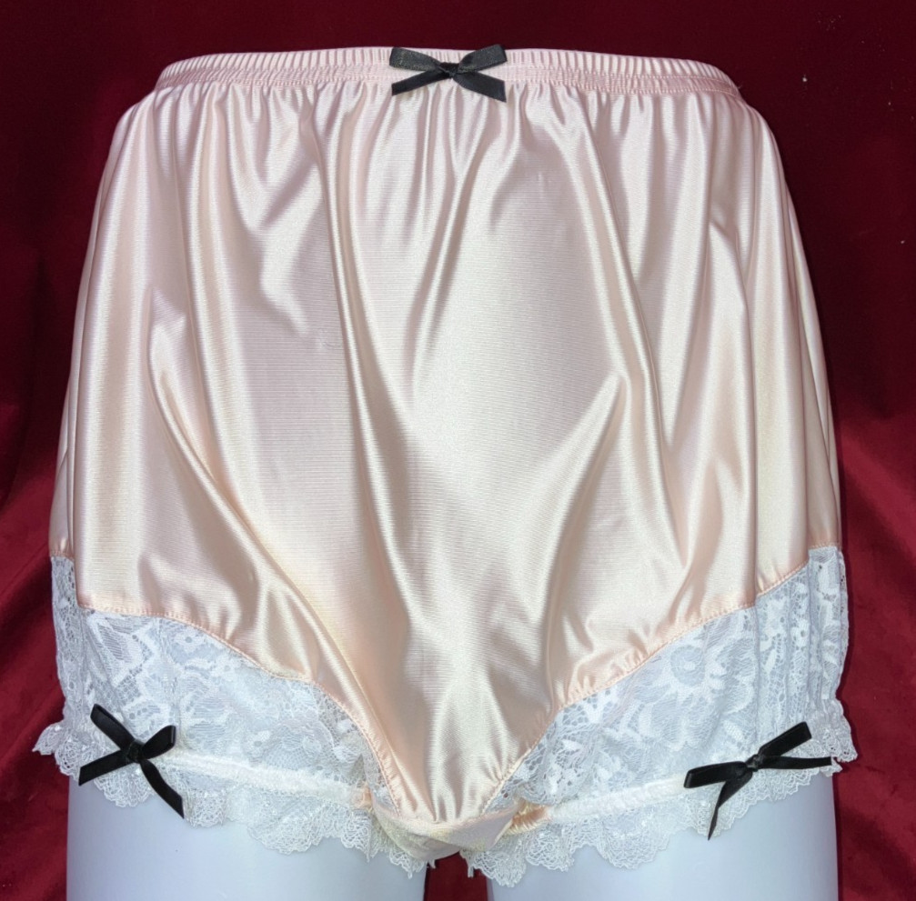 1X 2X Mushroom Gusset Granny Panty Silky Nylon Satin Brief Sissy Vintage styl