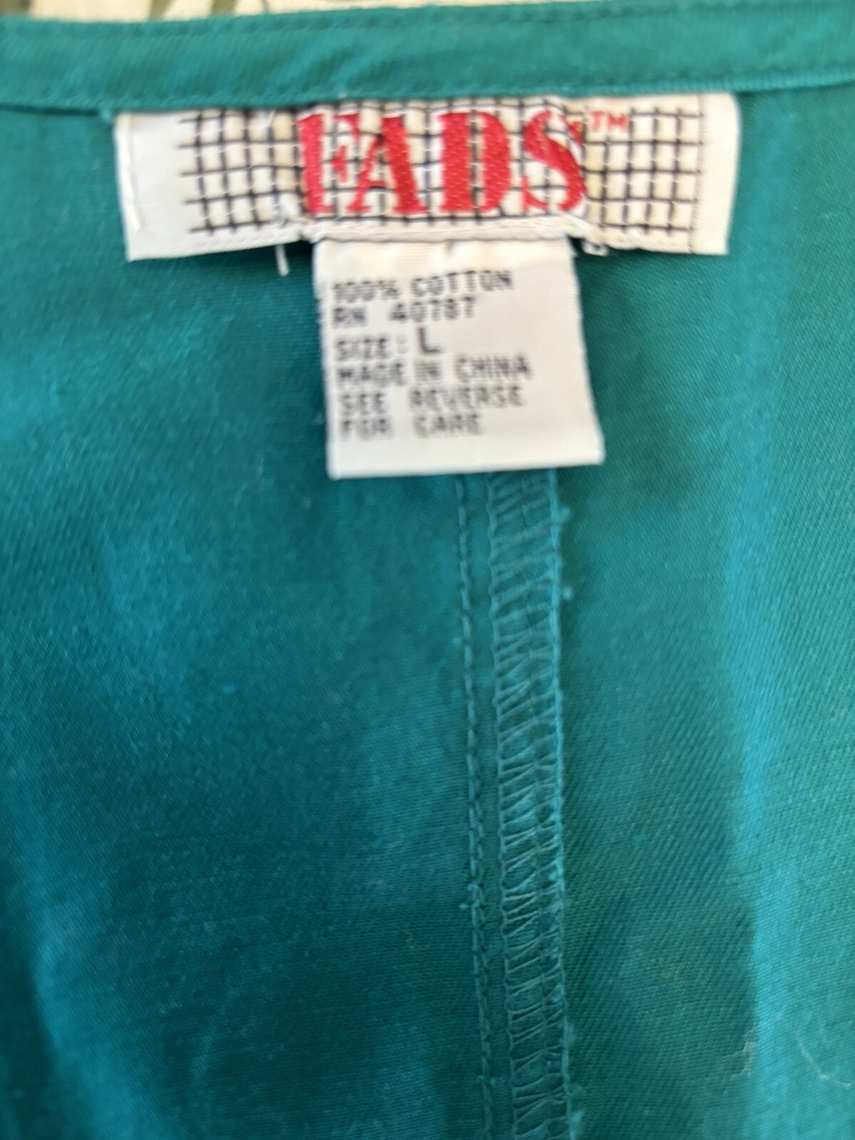 Vintage 90s FADS Teal Green Cotton Jumper w Patch Pockets Size L