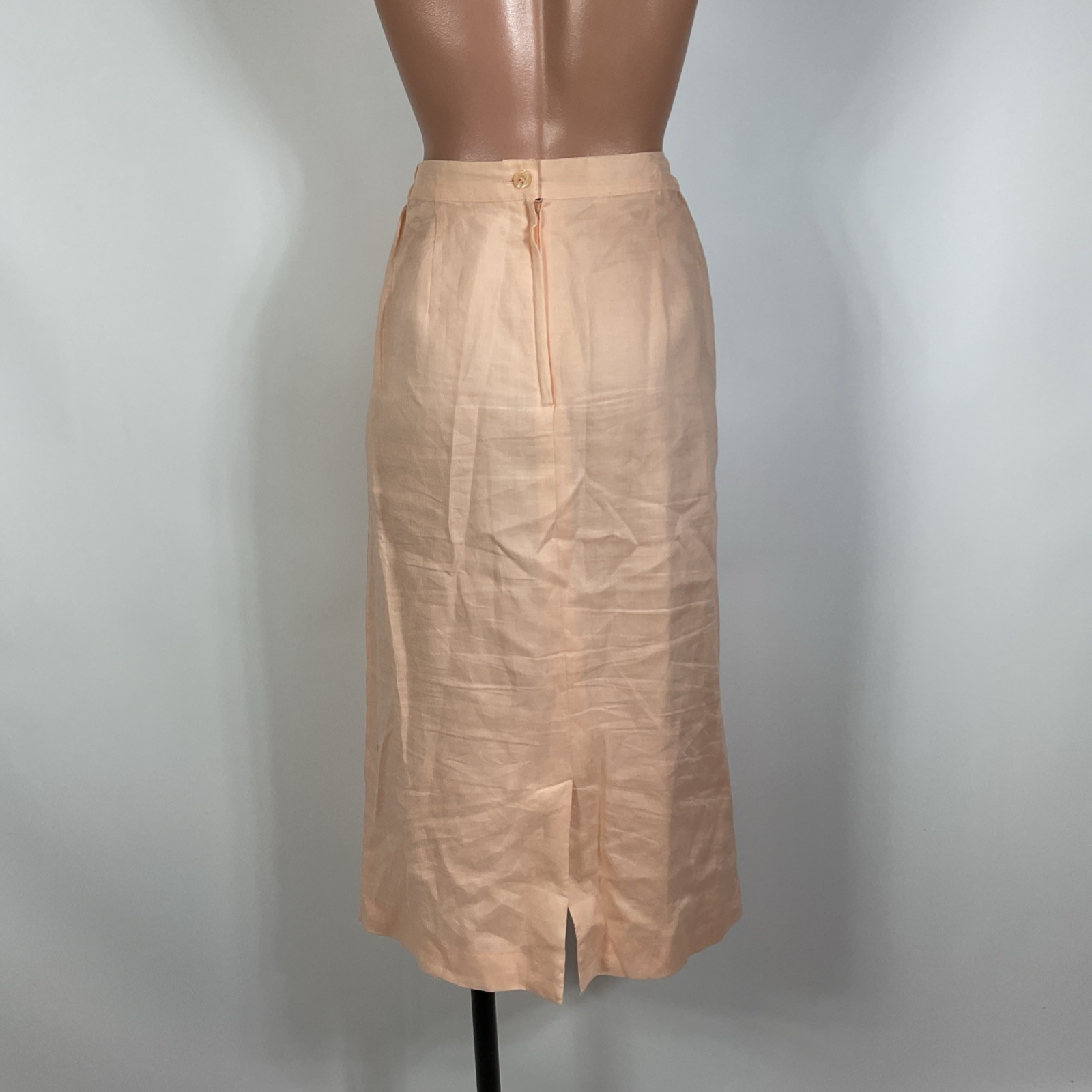 Vintage 80s DAVINCi Pink Suit Puffy Sleeve Suit Jacket Skirt 16X Beaded Linen