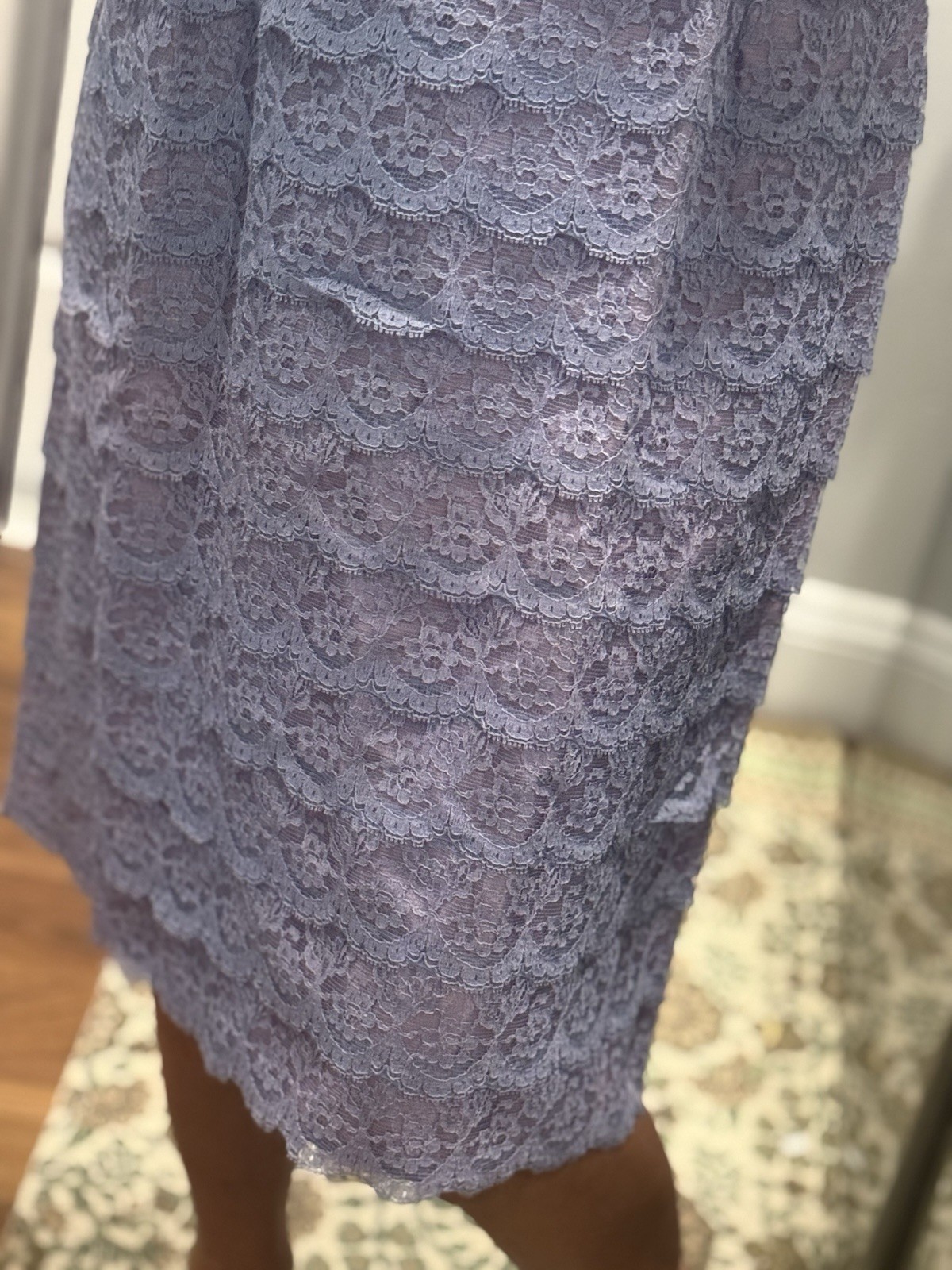 VTG DaBarry NYC Couture PurpleBlue Square Neck 50/60s Lace Cocktail Party Dress