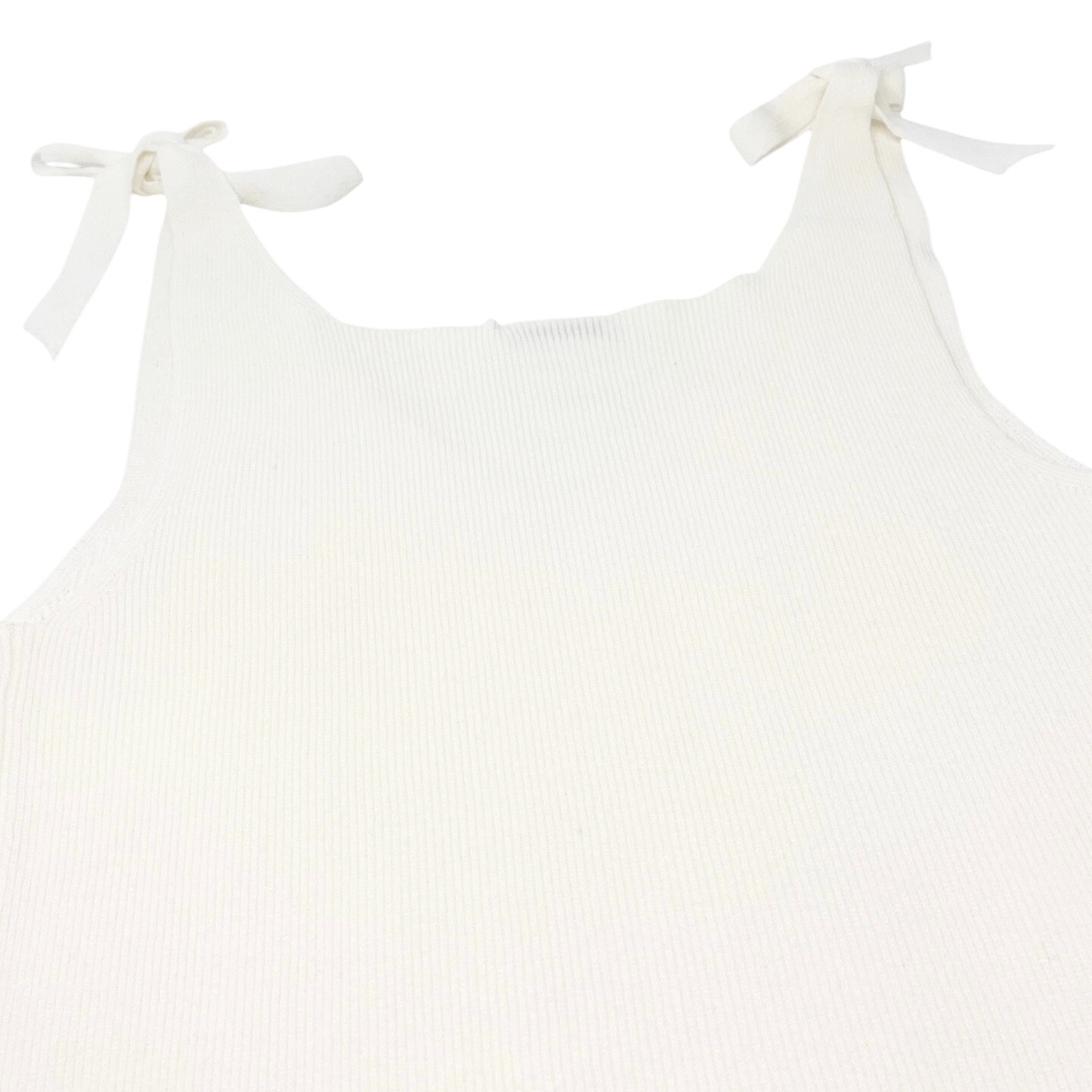 CHANEL Vintage 05P CC Mark Logo Rib Knit Tank Top #38 Sleeveless White Cotton