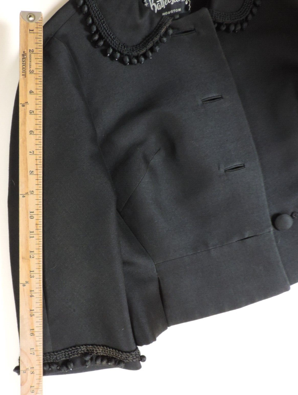 1960’s Bartelstein’s Black Wool w/Braided/Beaded Trim Short Jacket B39