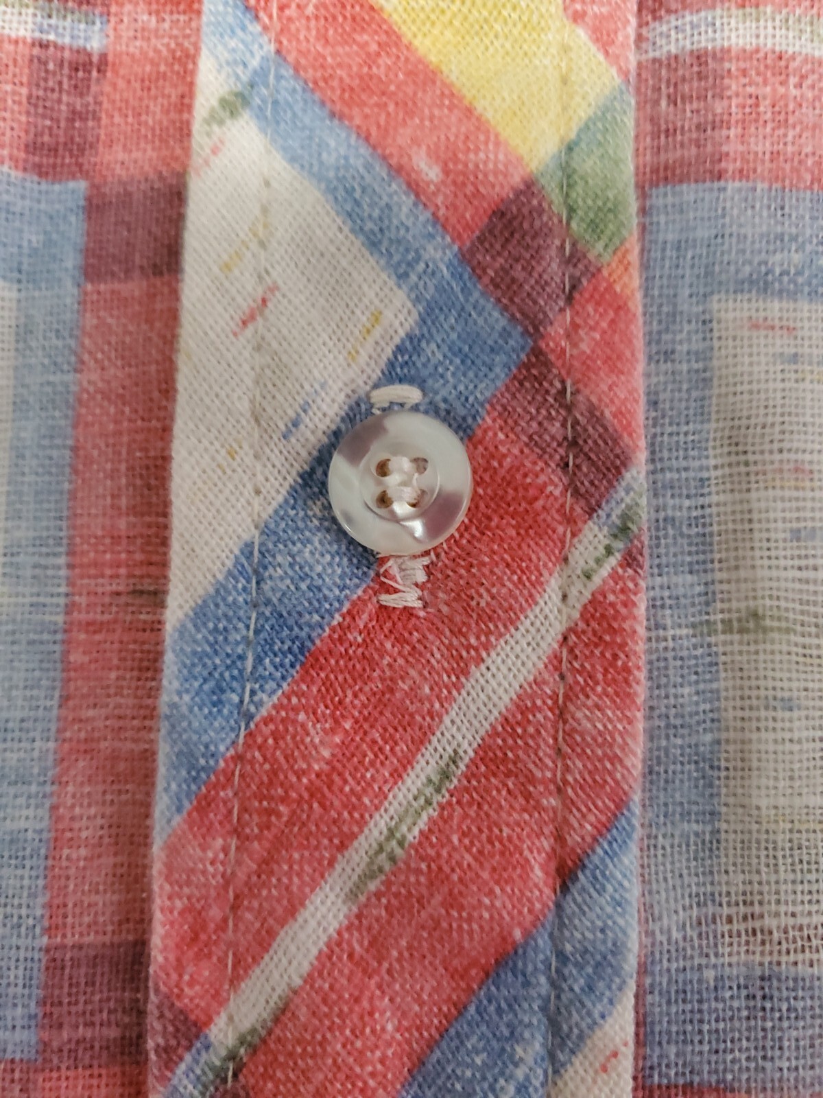 Vintage 70s Sears JR Bazaar Button-Up Cuff Sleeve Check Blouse/Top See Measures
