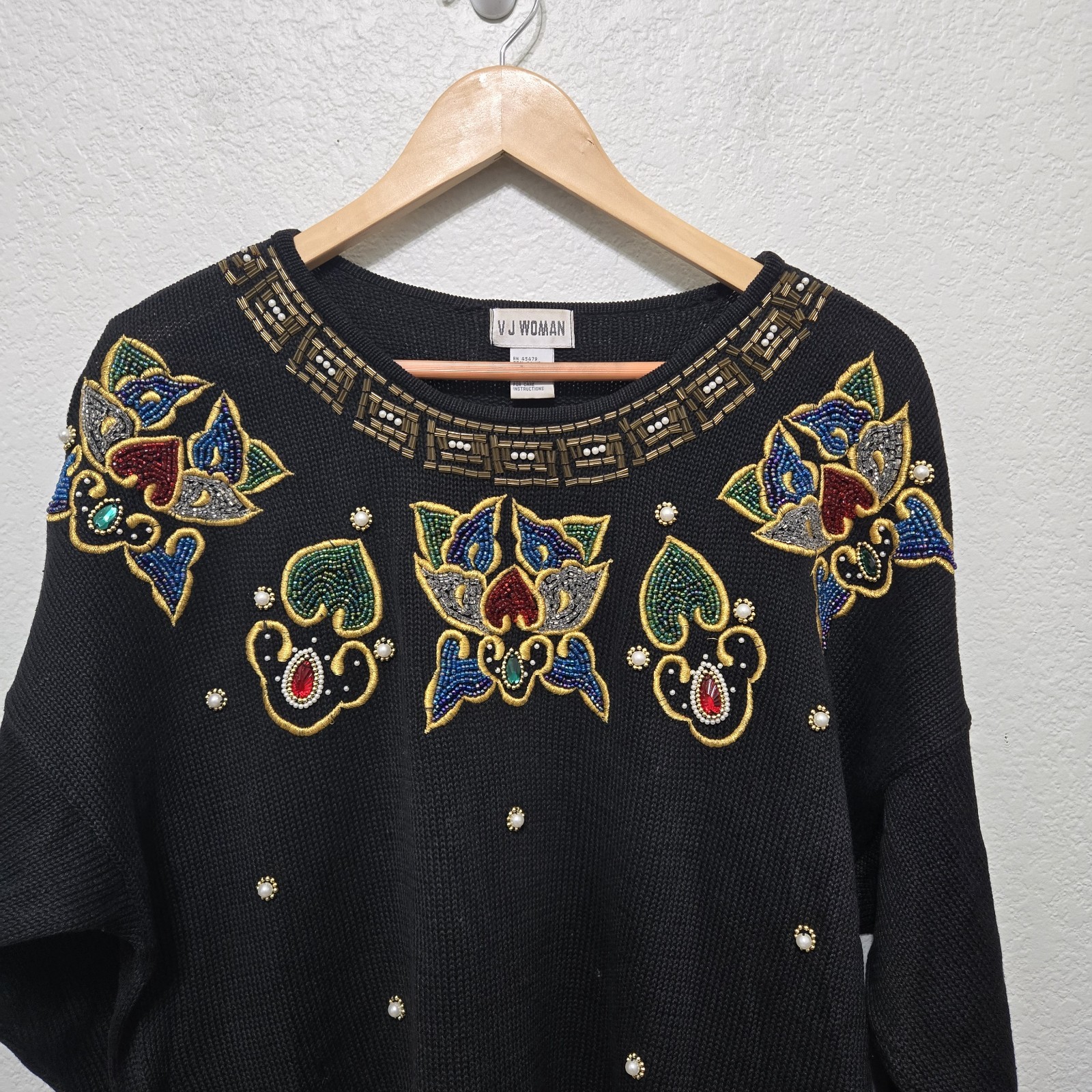 Vintage V J Woman Beaded Sweater Size 1X