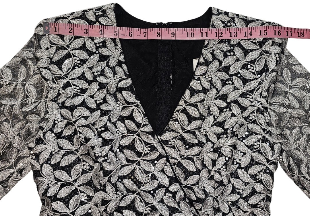 Vintage ASPEED Sequin Metallic Stitch Jacket Velvet Skirt Dress Women’s Size M