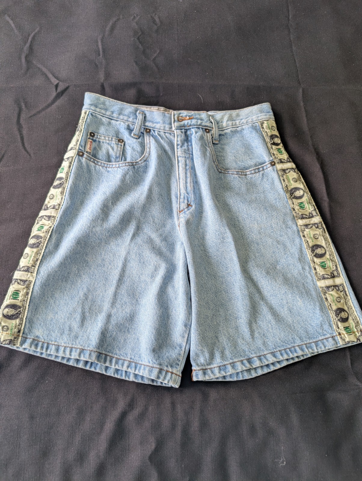 Vintage Y2K JouJou Dollar Bill Denim Women’s Light Wash Jean Shorts Sz 11/12