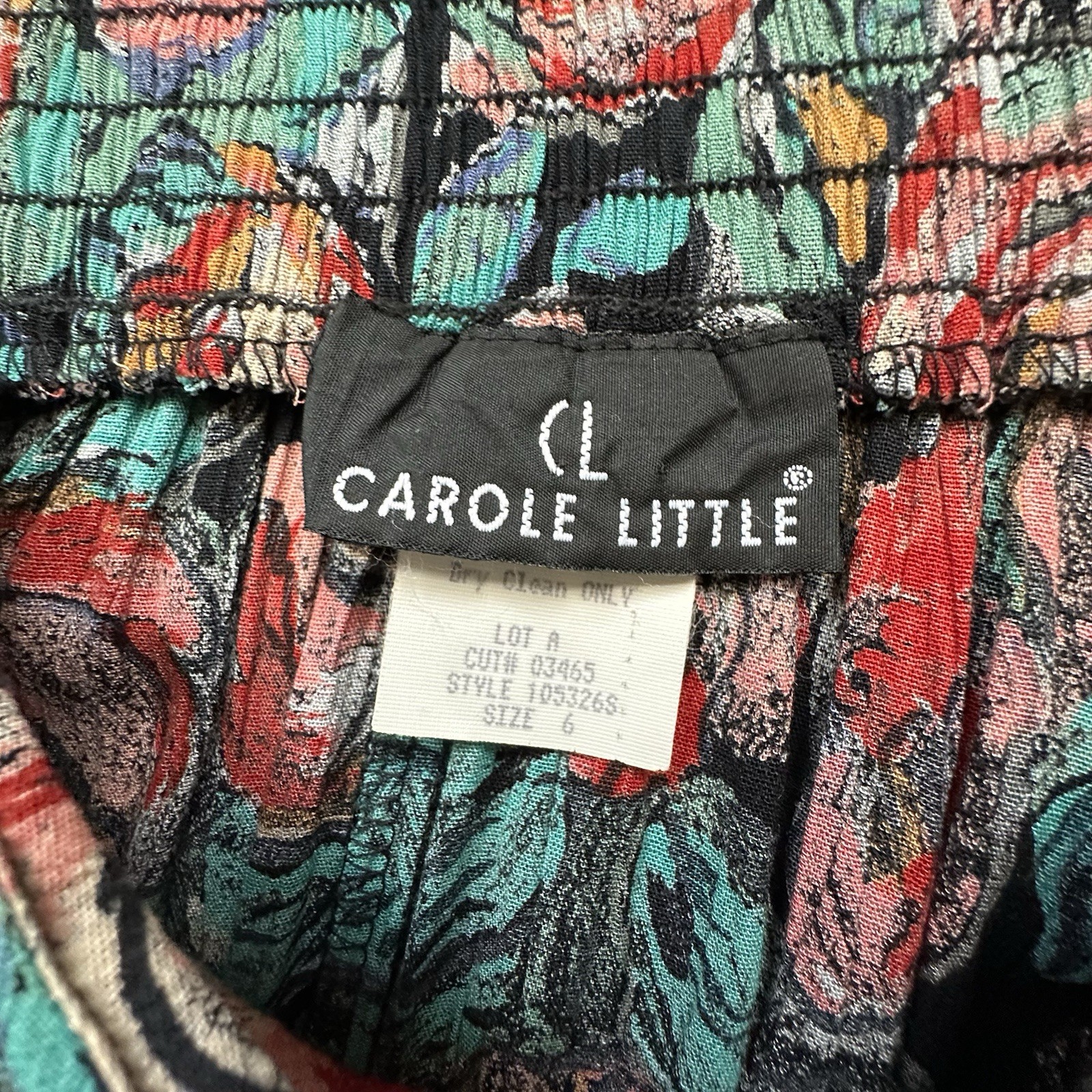 Carole Little Vintage 90s Rose Button Front Midi Skirt Abstract Rose Floral 6