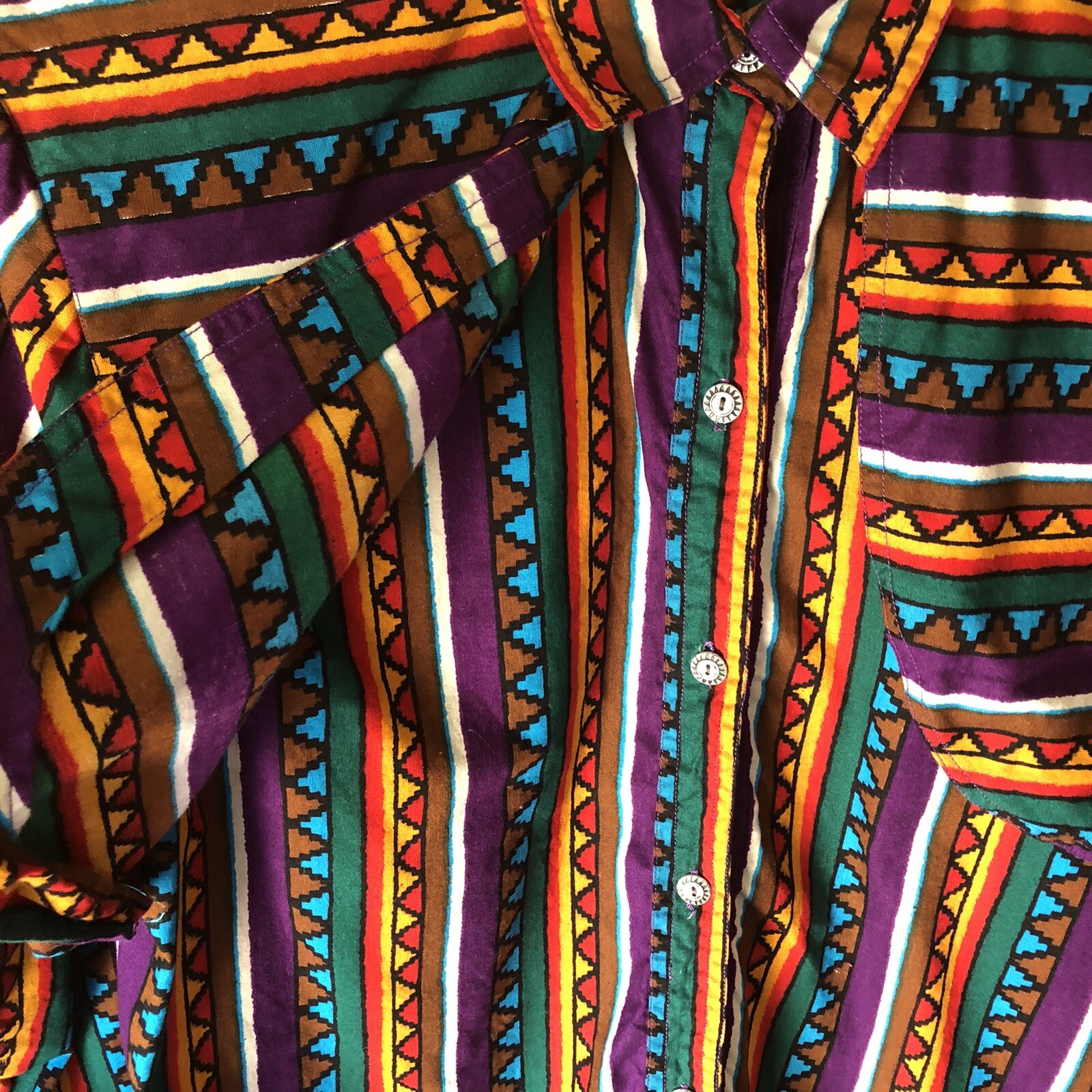 VTG Rodeo Western Wear Women Large Long Sleeve Button Shirt Vest Aztec Southwest