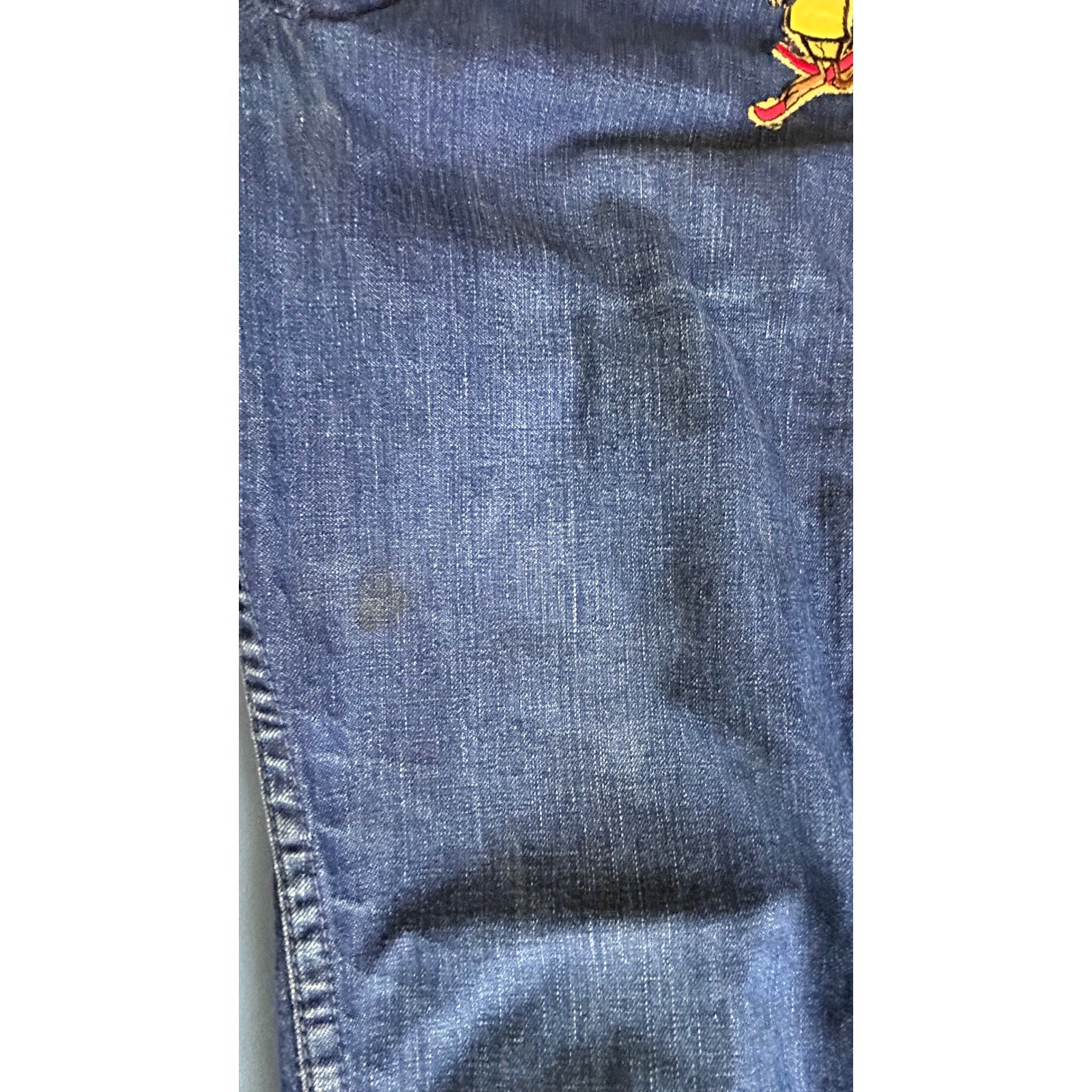 Vintage Landlubber Blue Flare Jeans Embroidered Patch 30×30.5 Hippie 1970s Boho