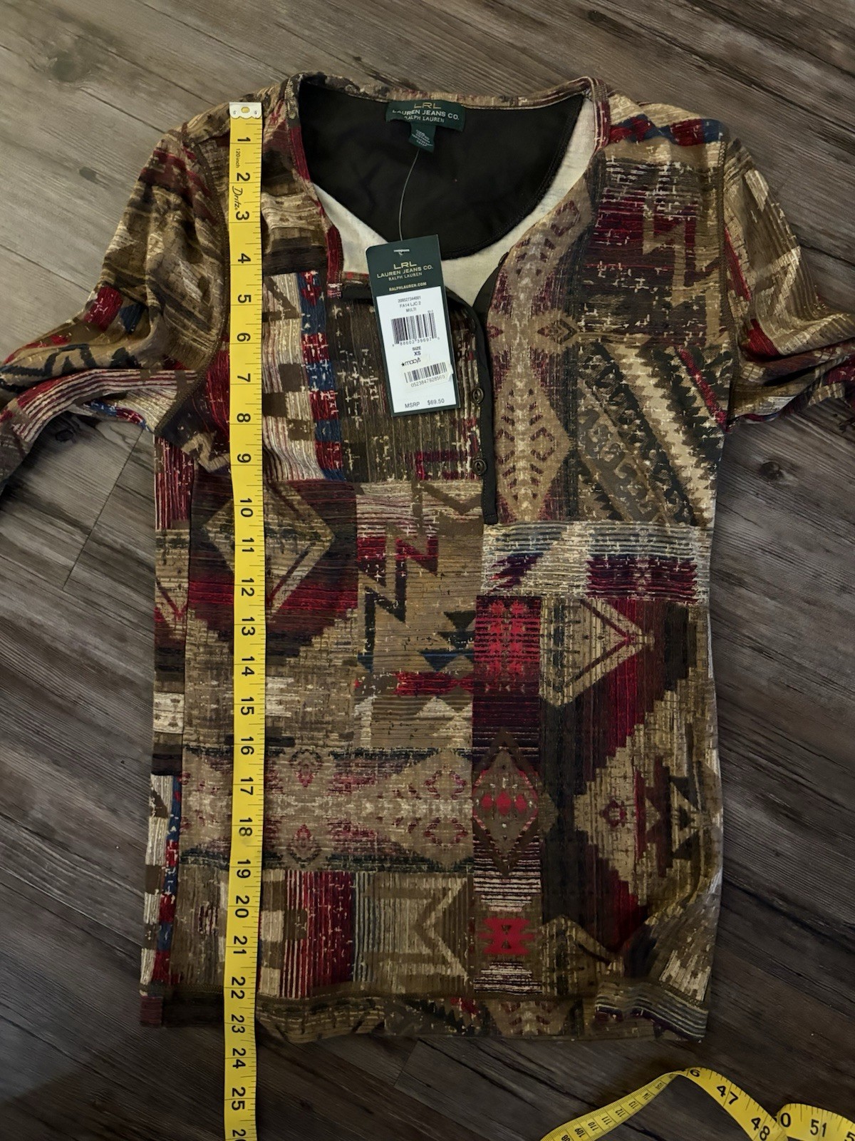 NWT Vintage Lauren Ralph Lauren Aztec Print XS Long Sleeve
