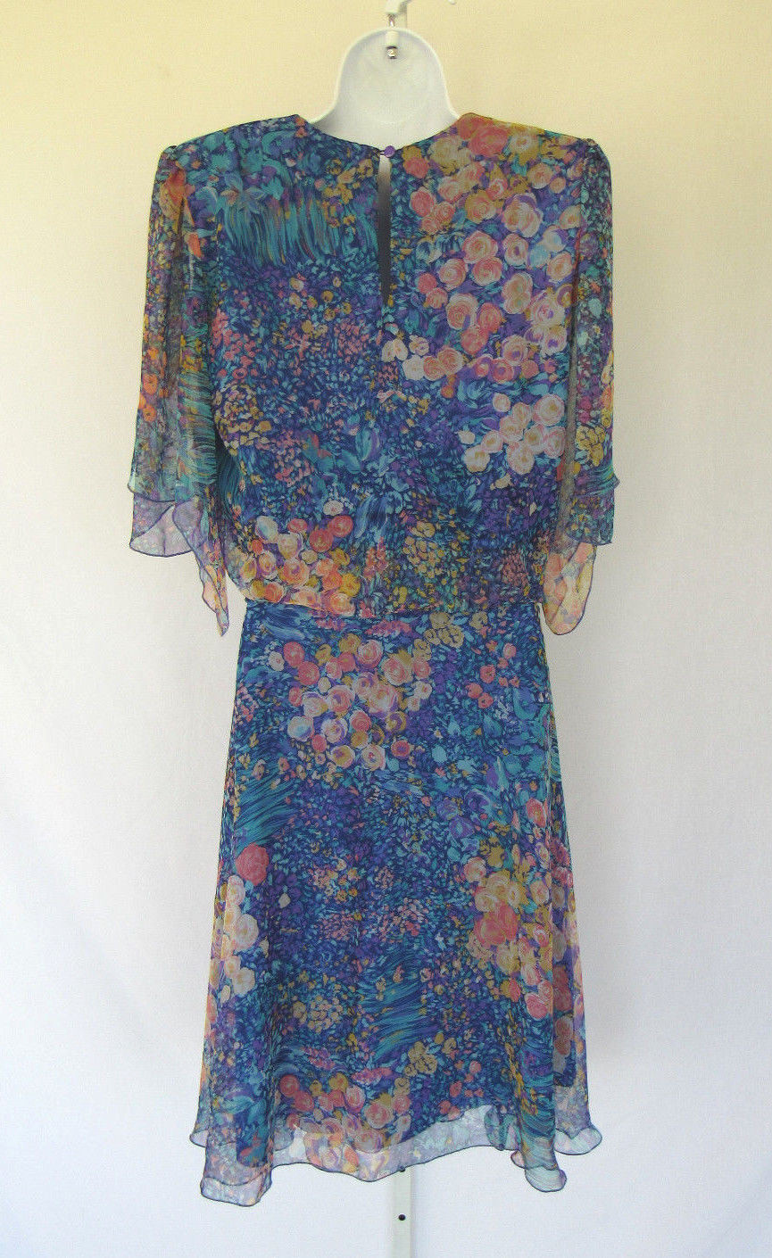 VTG 1980s 90s SIASIA NEW YORK FLORAL SKIRT & TOP SIZE SMALL POLYESTER SPLIT ARMS
