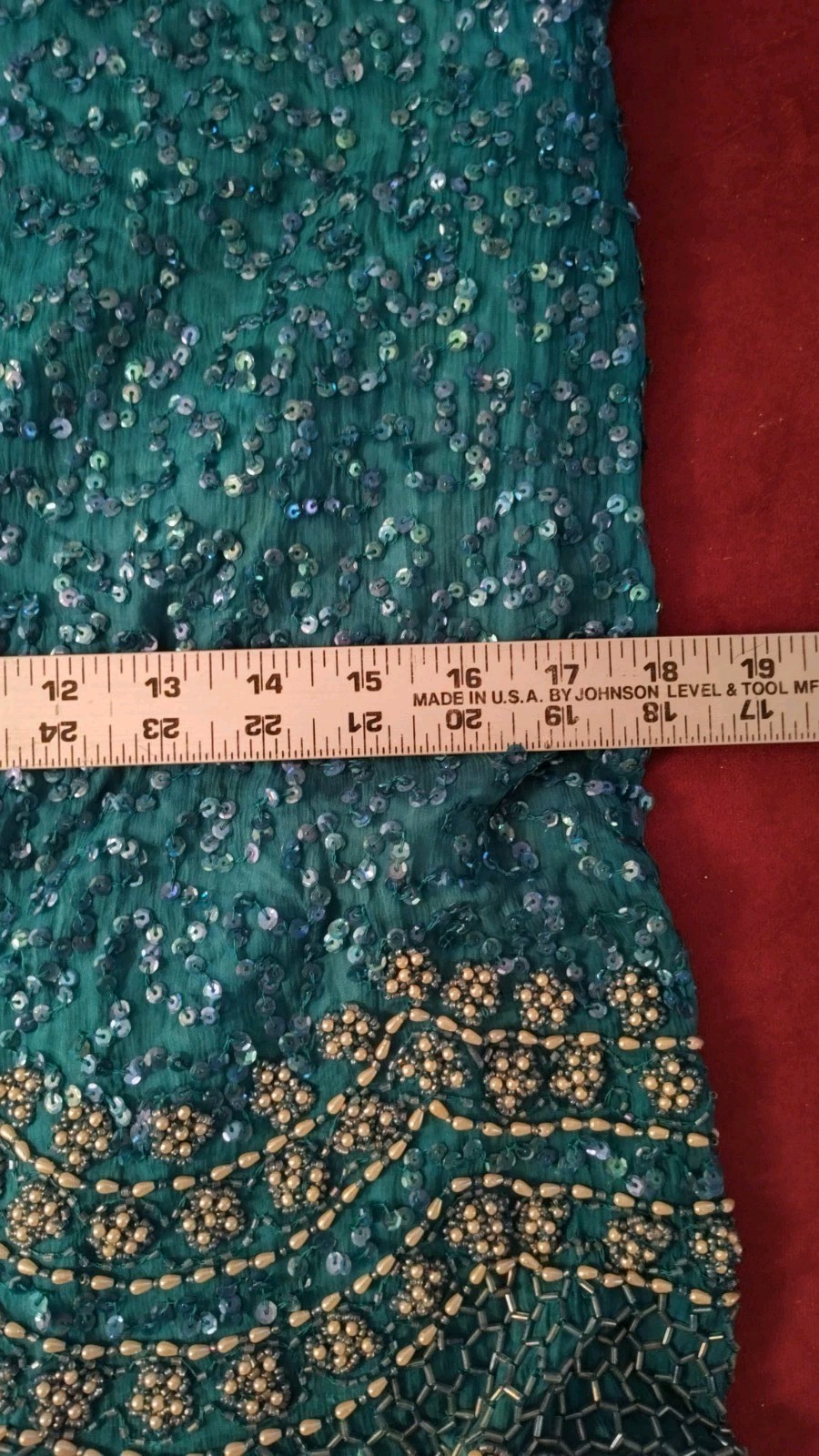 Vintage Victorian Silk Sequin Dress Size Sm 6/8 Embellished Emerald Green Peplum