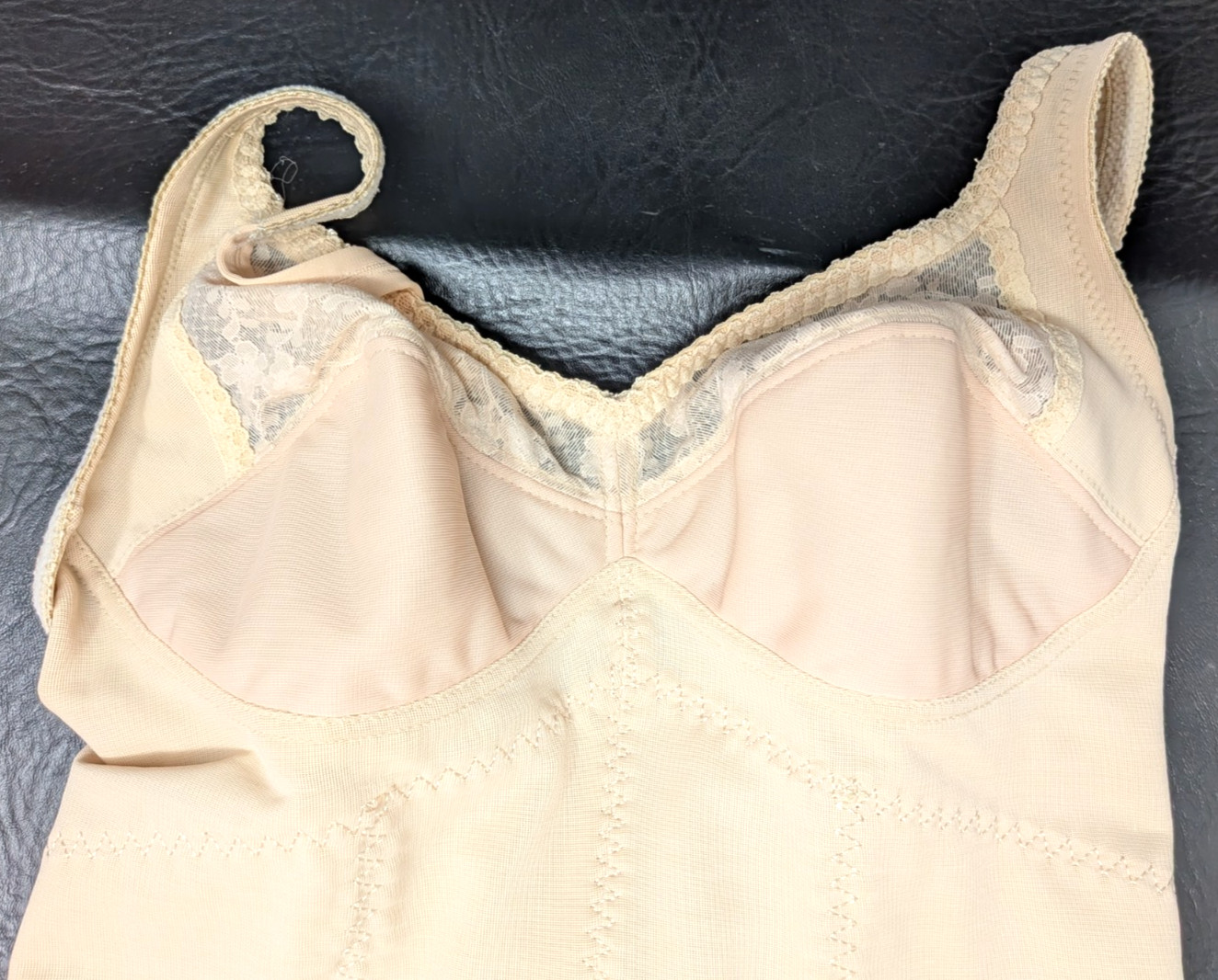 Vintage Subtract 36B Beige Shapewear Bodysuit Body Briefer Shaper Girdle 2533