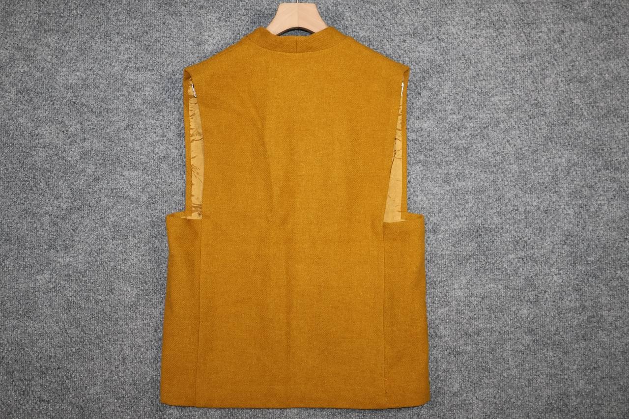 Vintage Harris Tweed 60s 70s Mustard Yellow Wool Sleeveless Vest Jacket Size 1