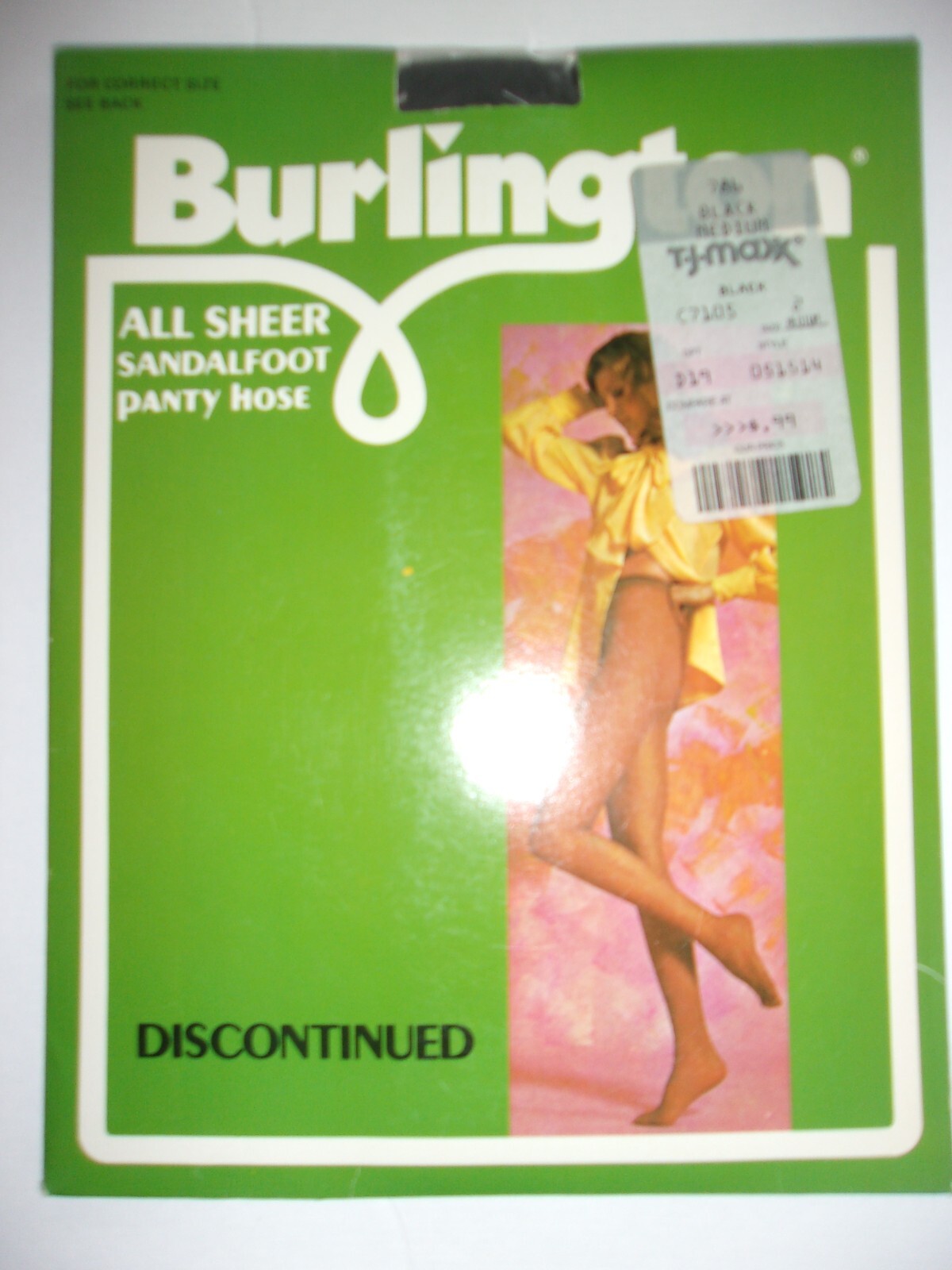 NEW Vintage Pantyhose Sheer Sandalfoot Black Womens Size Medium Hips 35 to 39