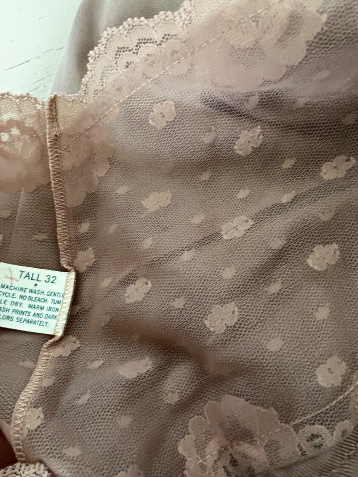 vintage NOS Lorraine lacy full slip dress NWT size 32 Tall mocha color