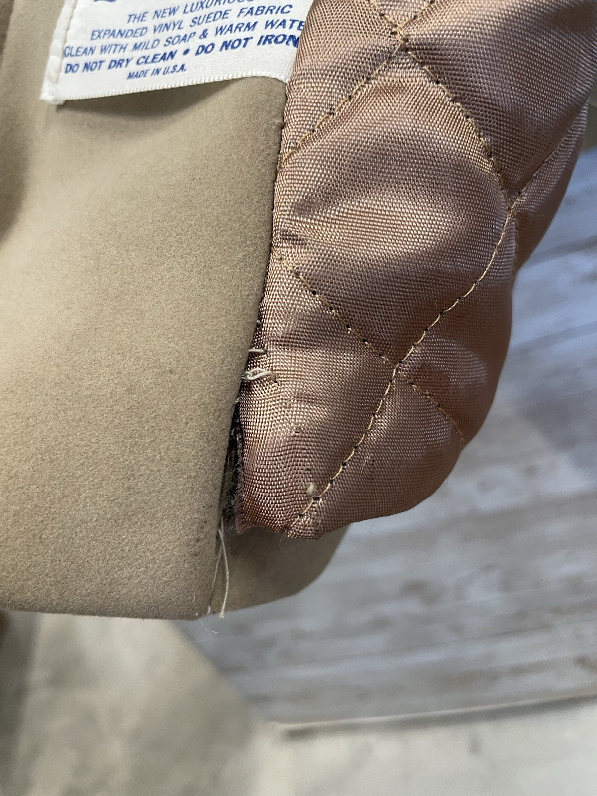 Vintage 60s-70s Womens 18 Coat Mod Tan Faux Suede Peter Pan Collar A-Line USA