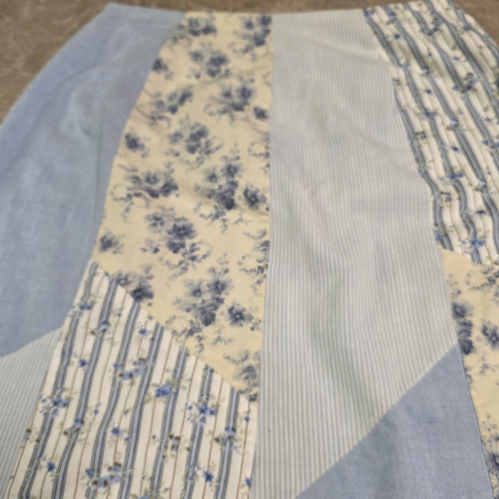 VTG DENIM Patchwork Midi Skirt Cotton Floral Boho Cottagecore 90s Peasant 36″