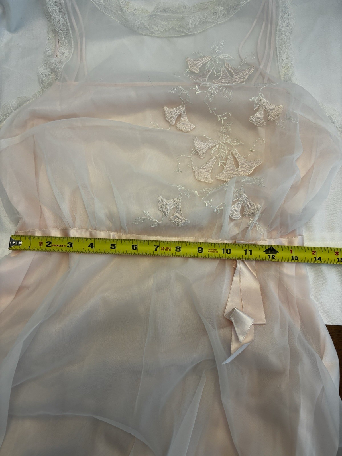 LAROS VTG WEDDING BELL PINK NIGHTGOWN, ROBE PEIGNOIR NEGLIGENCE Size S