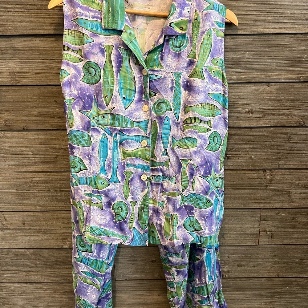 Vintage Weekend Clothes Line Vibrant Sea-life Print Set