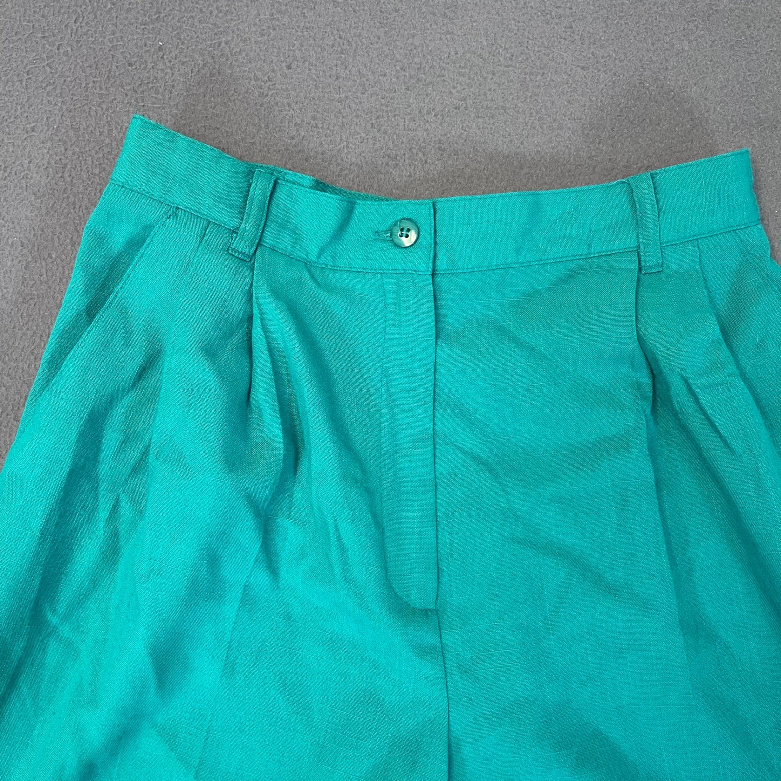 Sag Harbor Vintage High Waisted Pleated Shorts Teal Green 3763 Size 12P 26W 8″