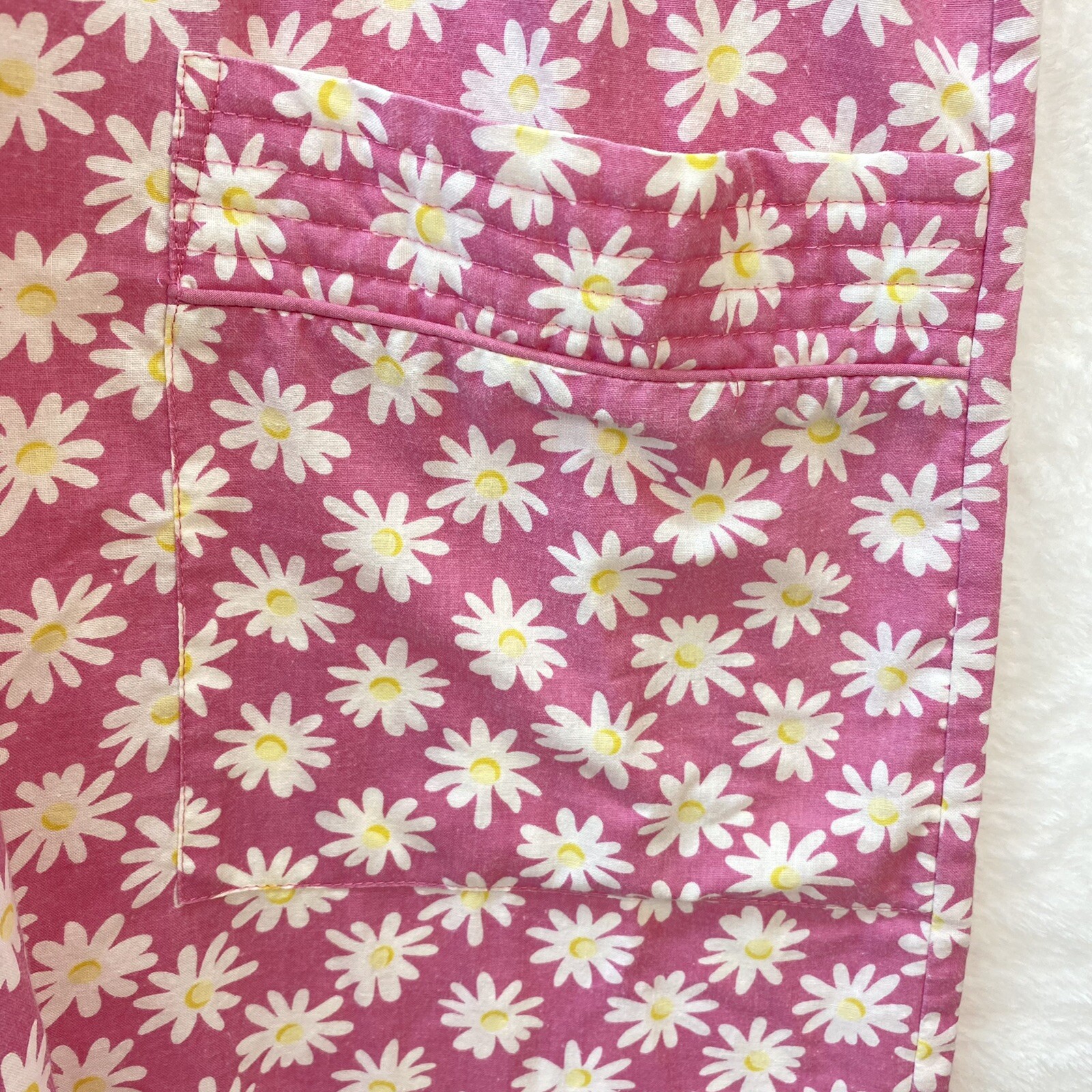 Vintage Emma C House Robe/Duster in Pink Floral Snap Front w/2 pockets LG