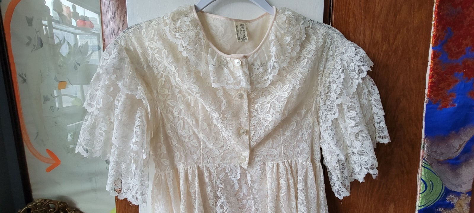 Vintage Aristocraft By Superior Lace Lingerie Robe+Nightgown Peignoir 2pc Sz 32