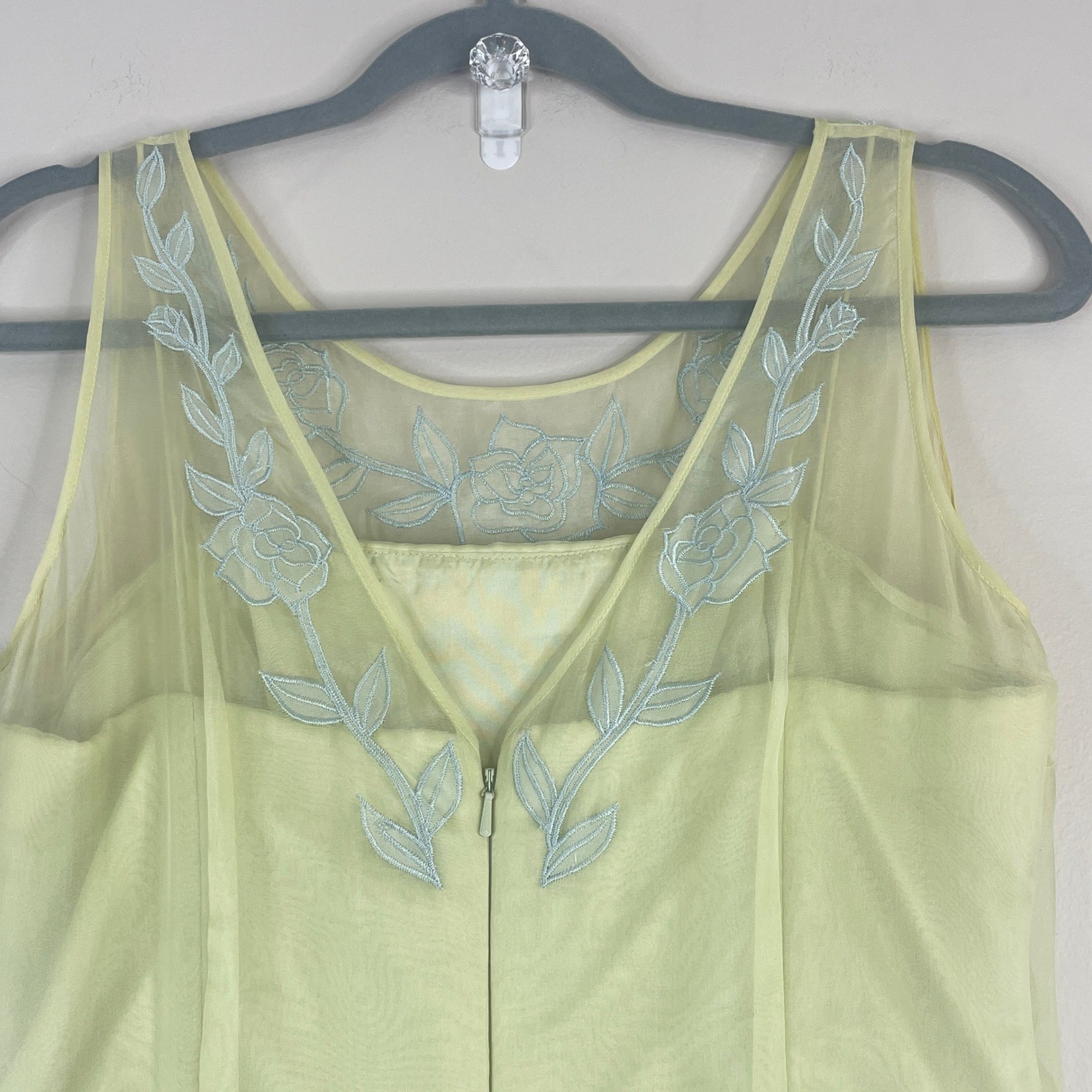 Vintage Watters & Watters Silk Tea Party Dress 10 Ethereal Embroidered Cocktail