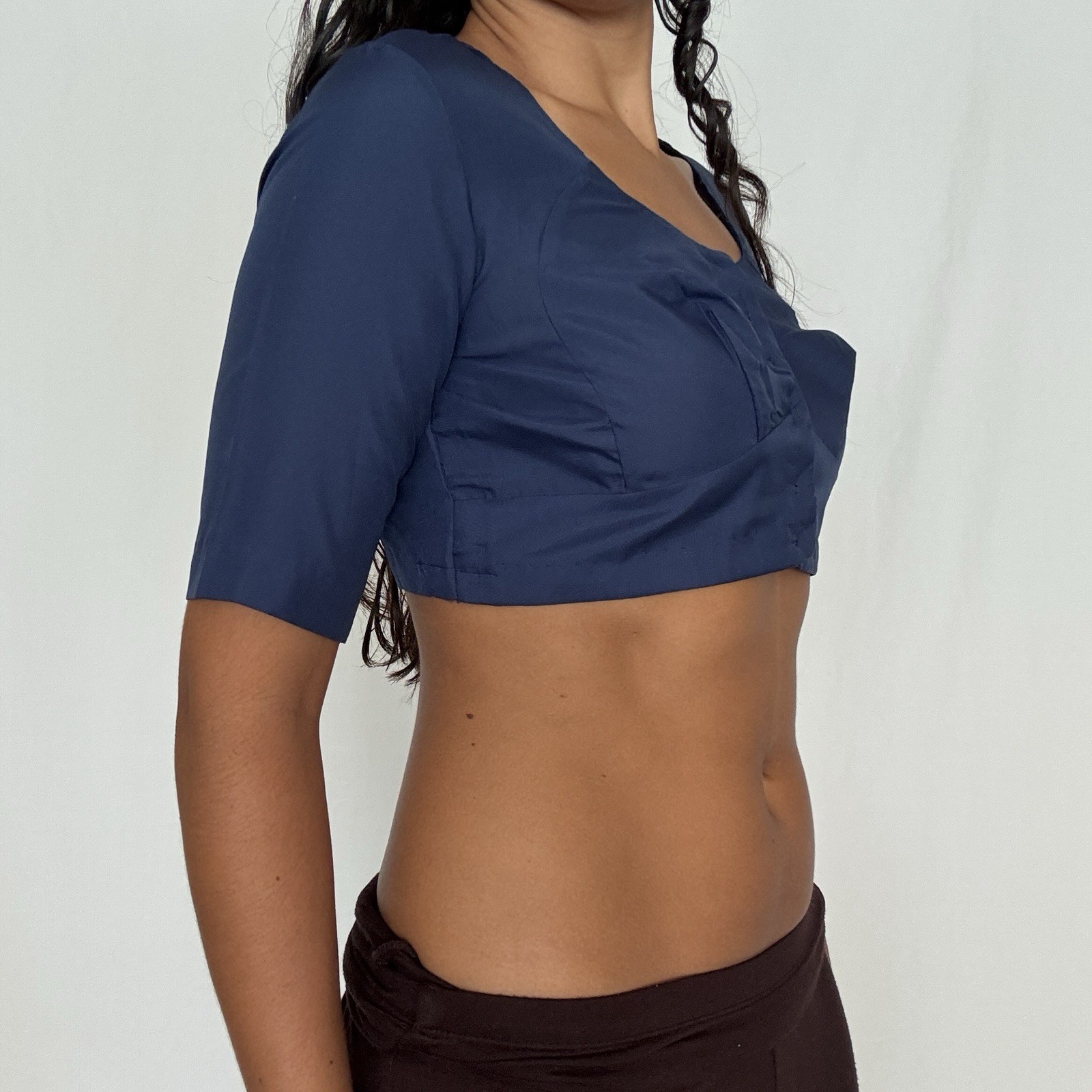 Vintage 60s/70s Bolero Top Navy Blue Women’s Fitted Crop Top Xs-S