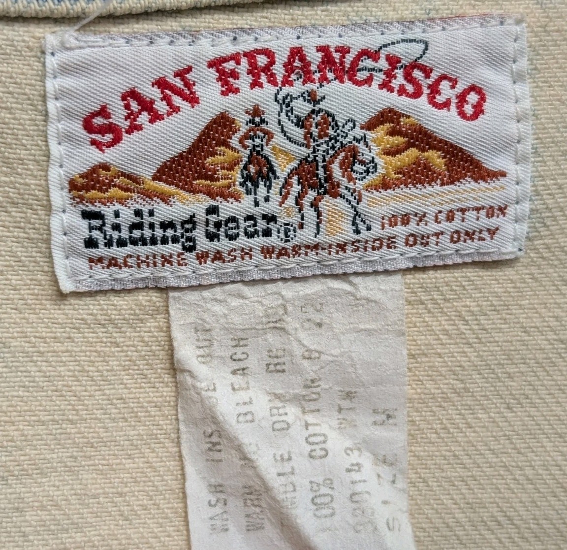 Vintage San Francisco Riding Gear Washed Boho Western Denim Jacket RARE