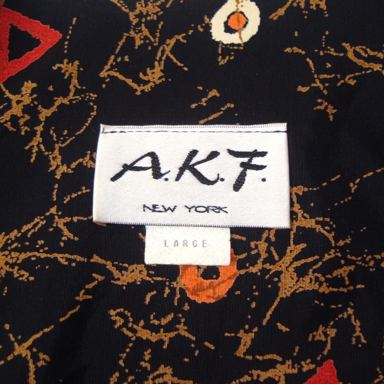 VINTAGE A.K.F. New York Paisley Geo Print Open Jacket Cardigan Kimono Size L